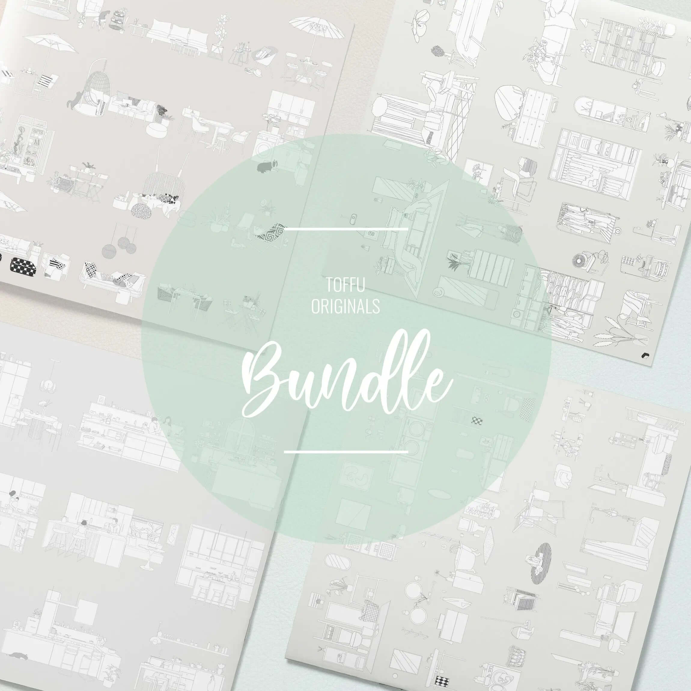 Flat Vector Interior Furniture Bundle Digital Artwork drawings | Toffu Co