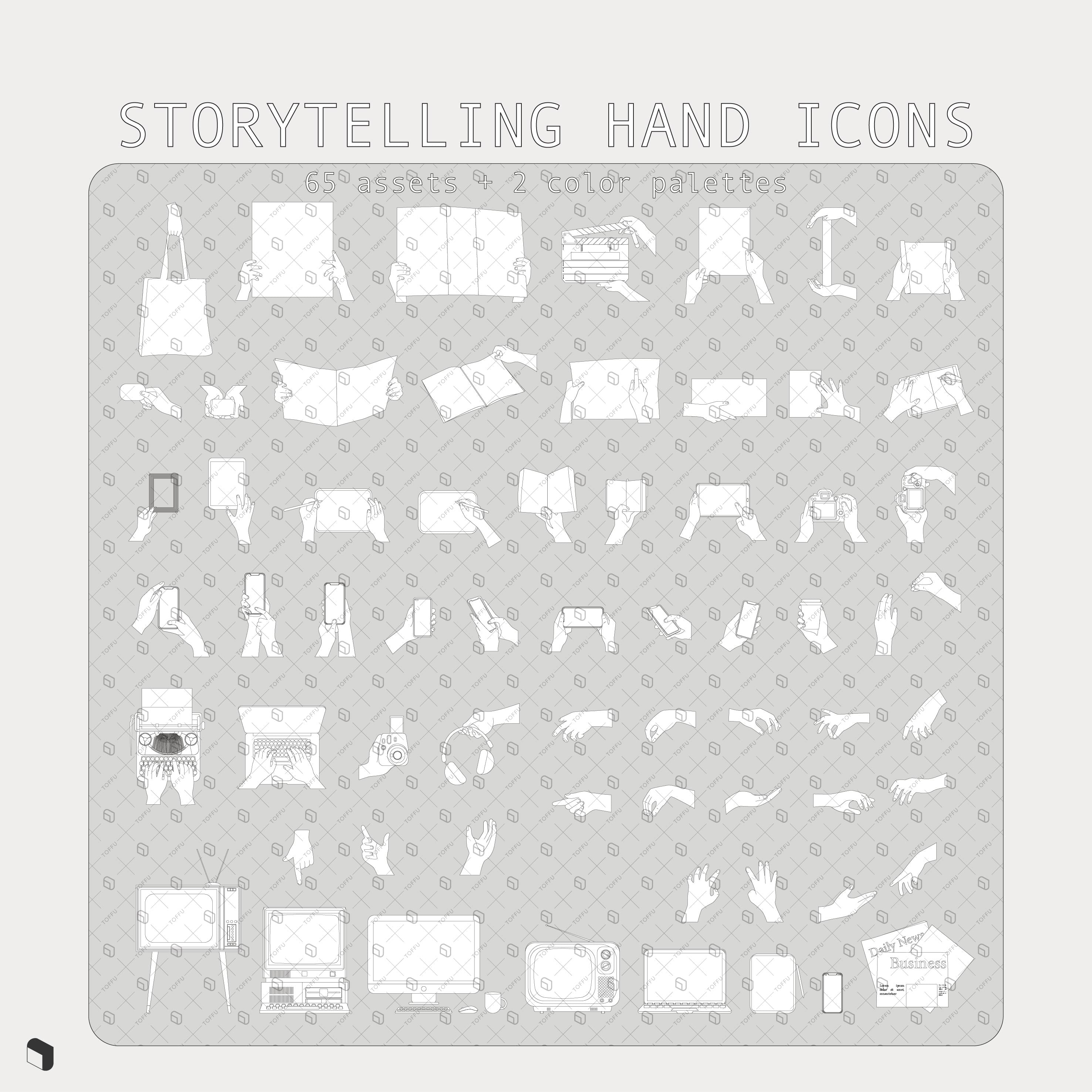 Flat Icon Storytelling Hands PNG - Toffu Co