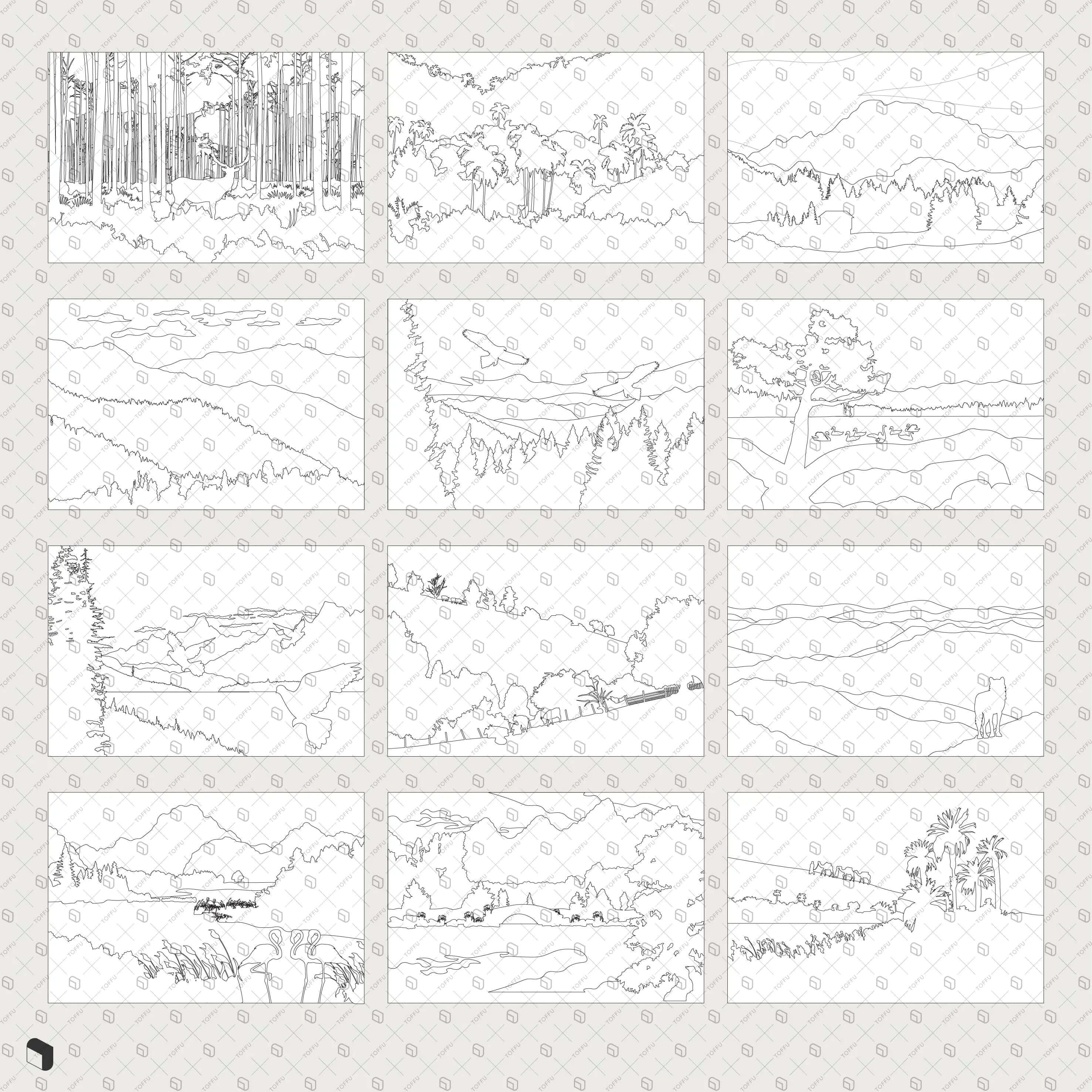 Flat Vector Nature Backgrounds Digital Artwork drawings | Toffu Co