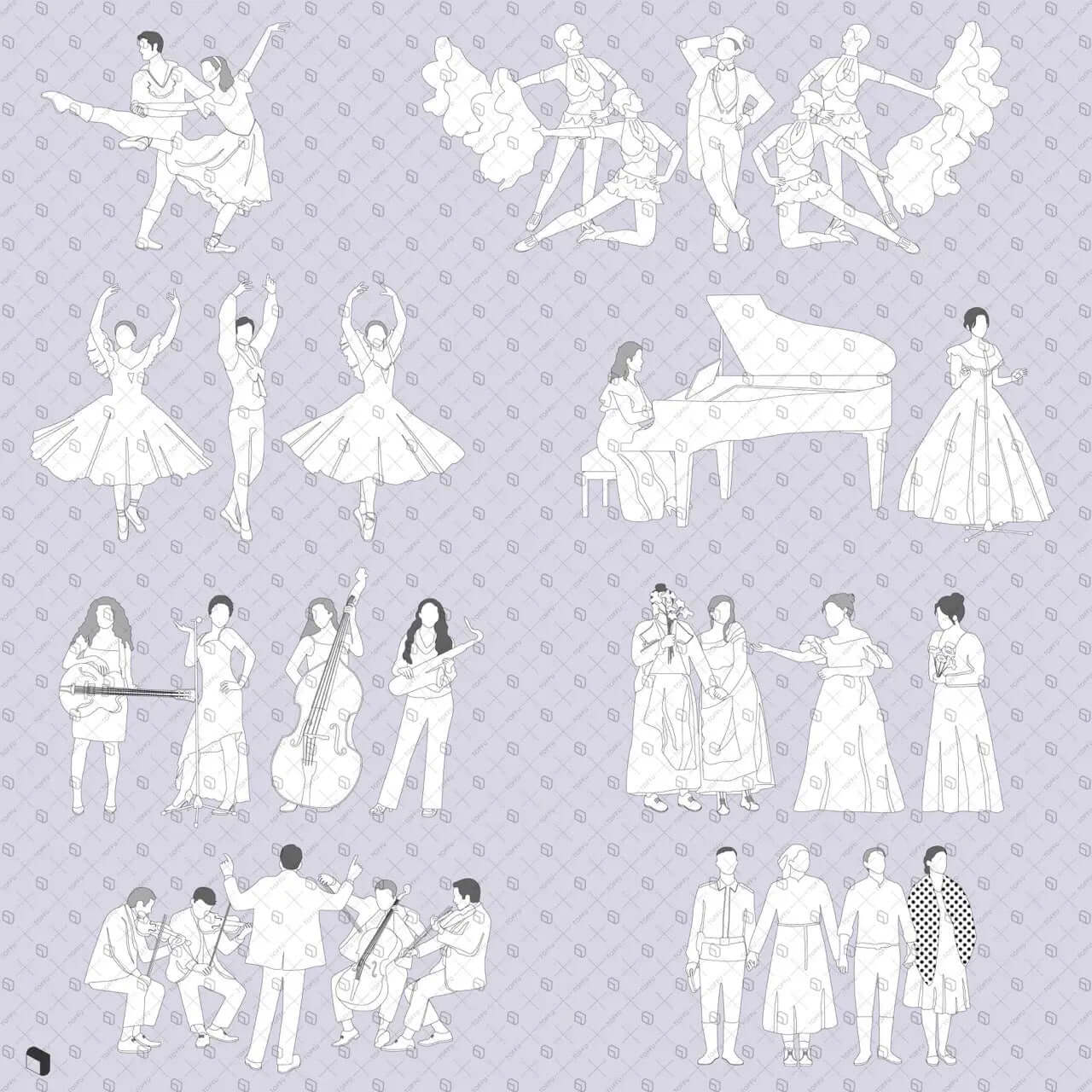 Flat Vector Auditorium People Digital Artwork drawings | Toffu Co