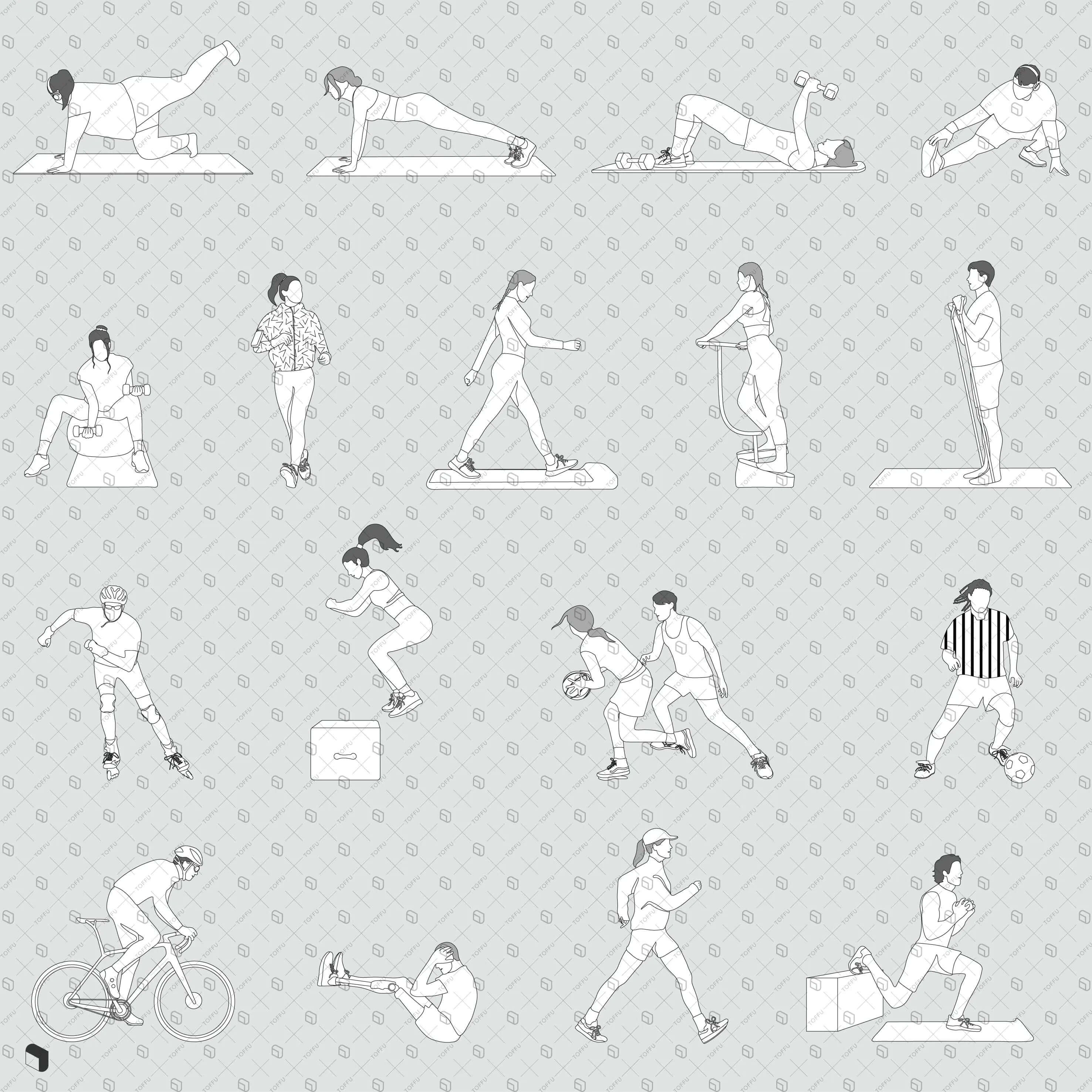 Flat Vector Exercising People Digital Artwork drawings | Toffu Co