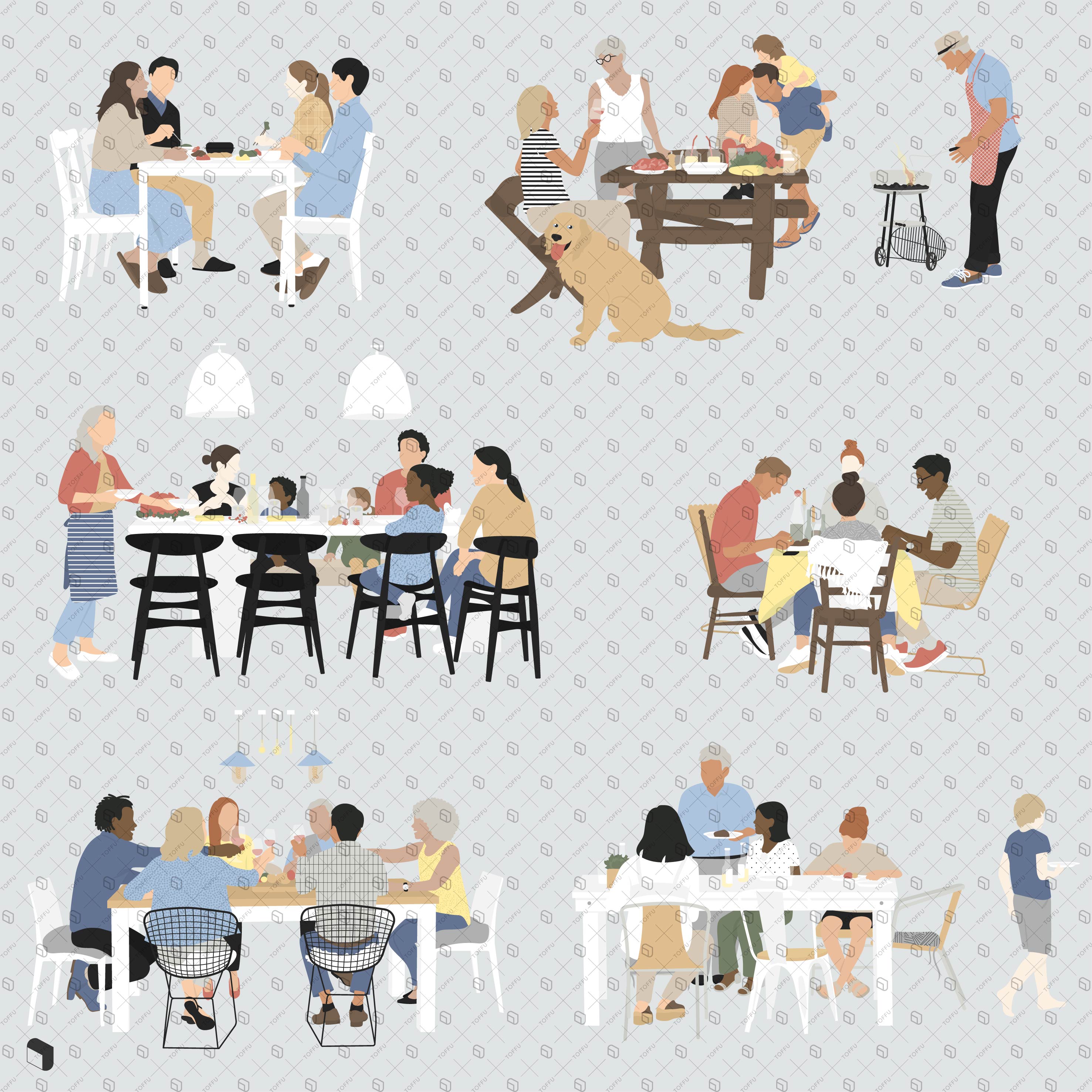 Flat Vector Dinner Table PNG - Toffu Co