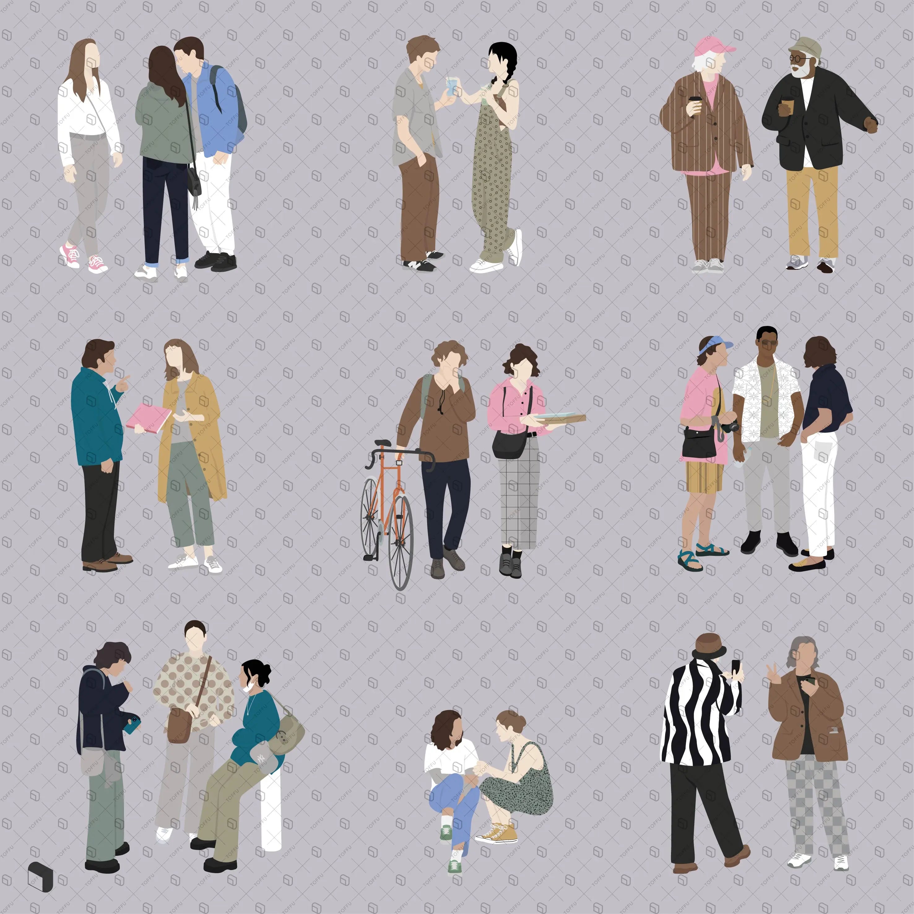 Flat Vector Groups 10 Digital Artwork drawings | Toffu Co