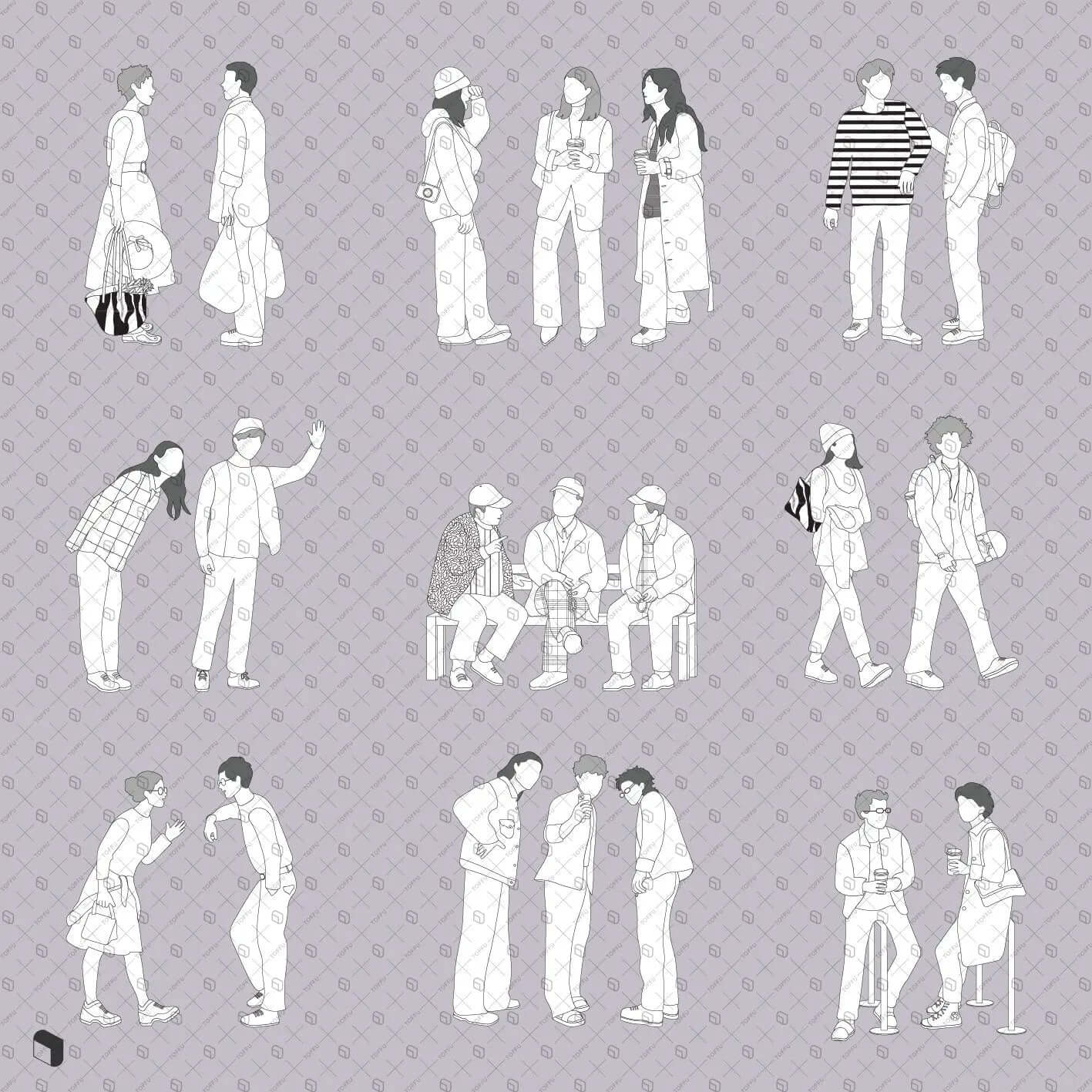 Flat Vector Groups 11 Digital Artwork drawings | Toffu Co