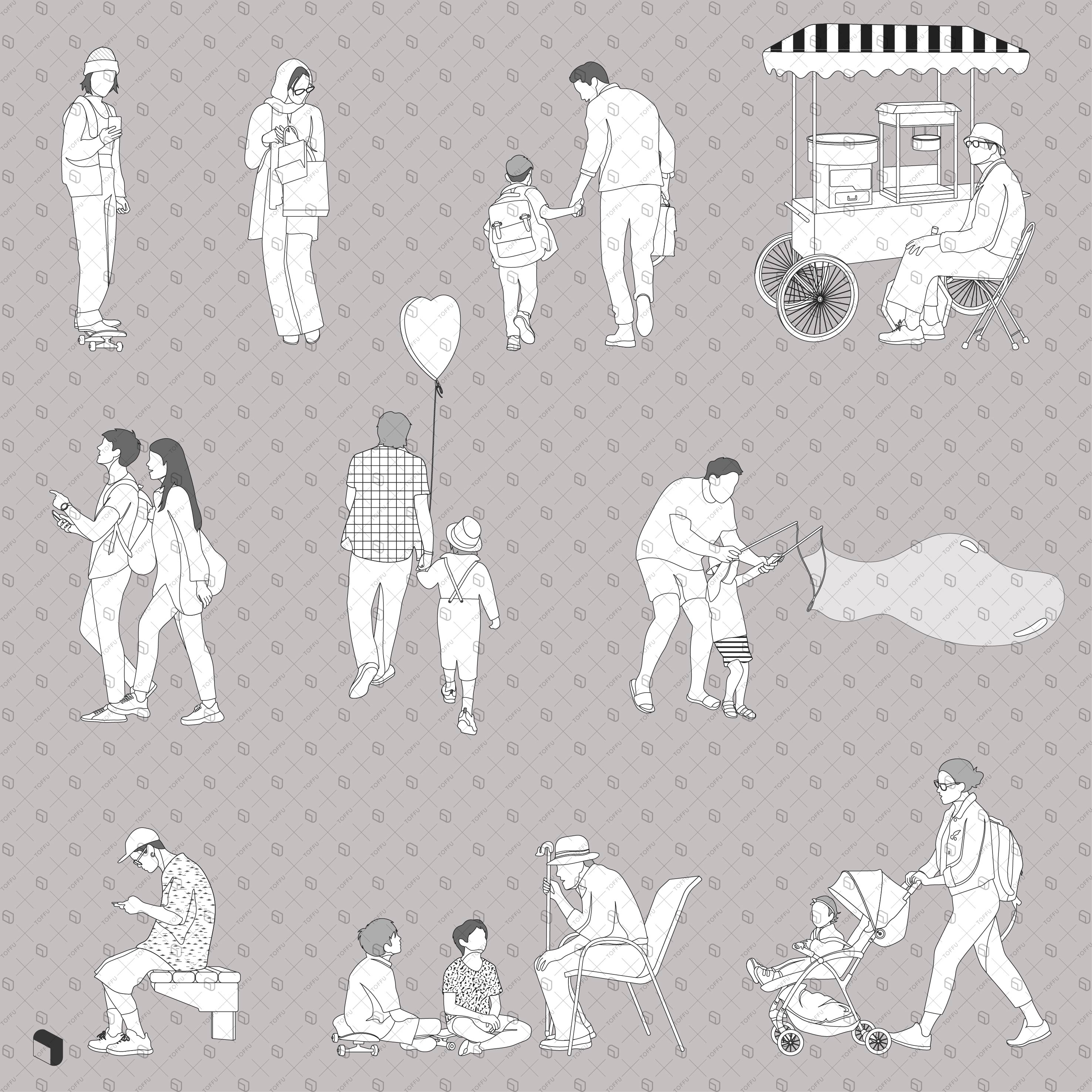 Flat Vector Public Space People 4 PNG - Toffu Co