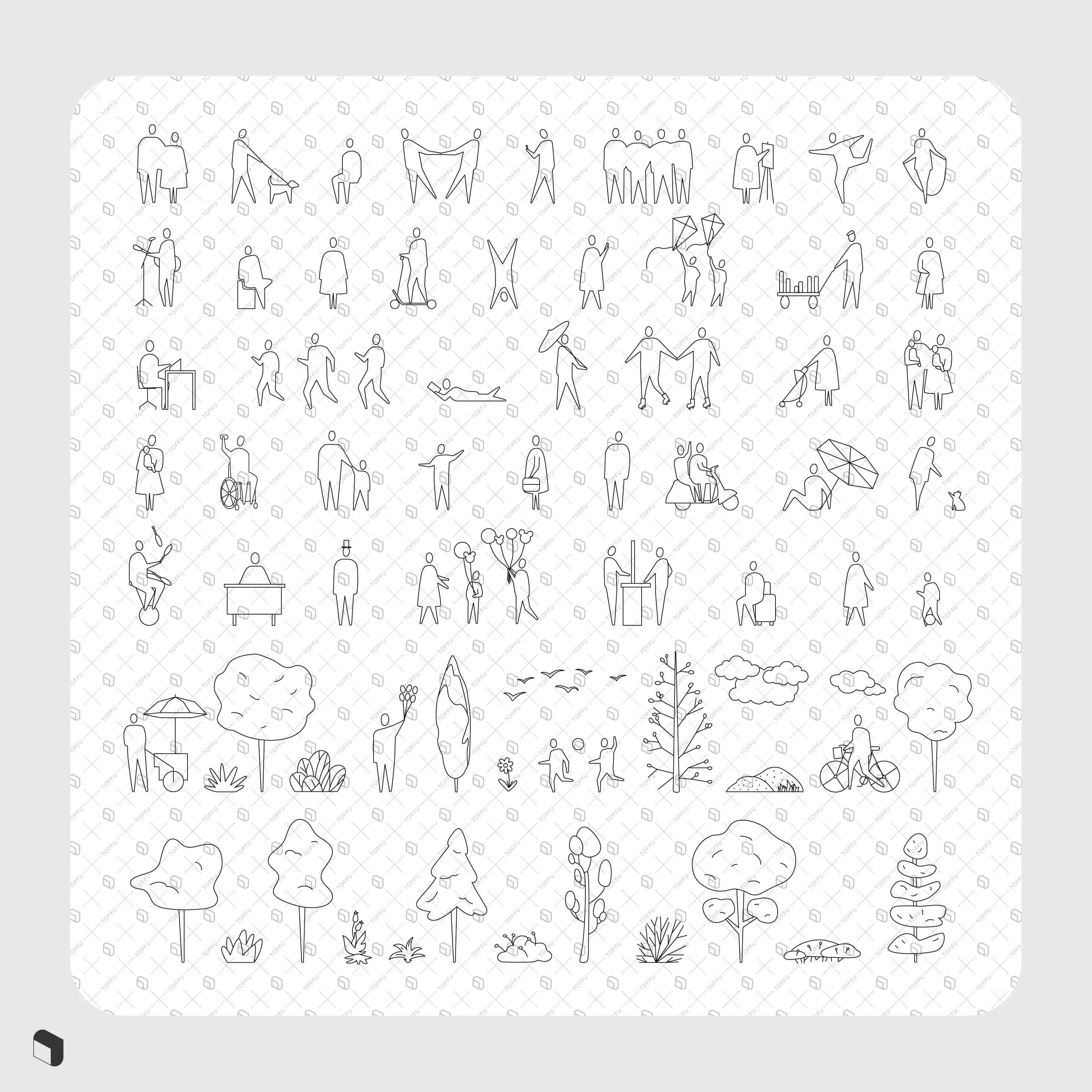 Flat Vector Freehand People 9 Digital Artwork drawings | Toffu Co