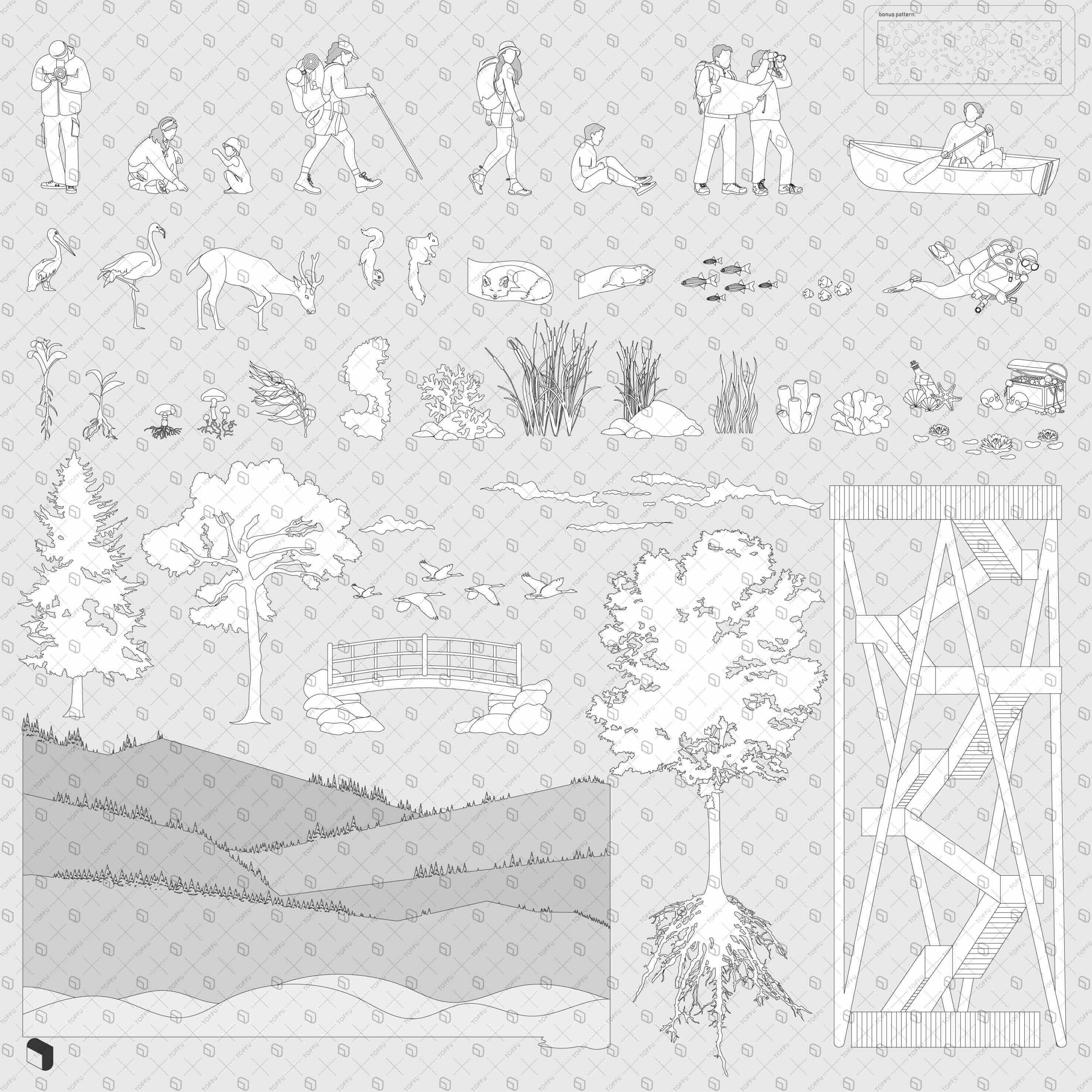 Flat Vector Nature Reserve Section Digital Artwork drawings | Toffu Co