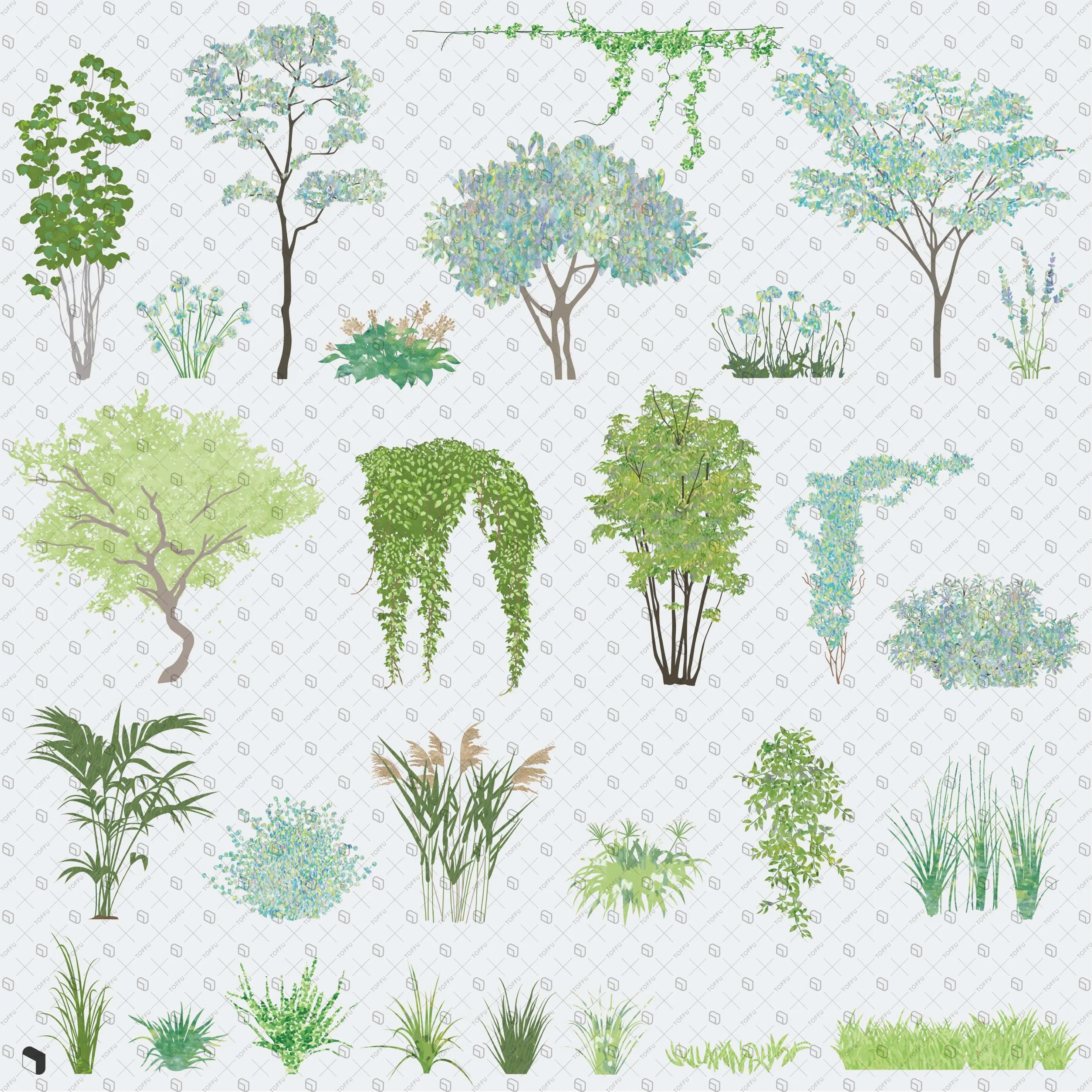 Flat Vector Impressionist Plants Digital Artwork drawings | Toffu Co