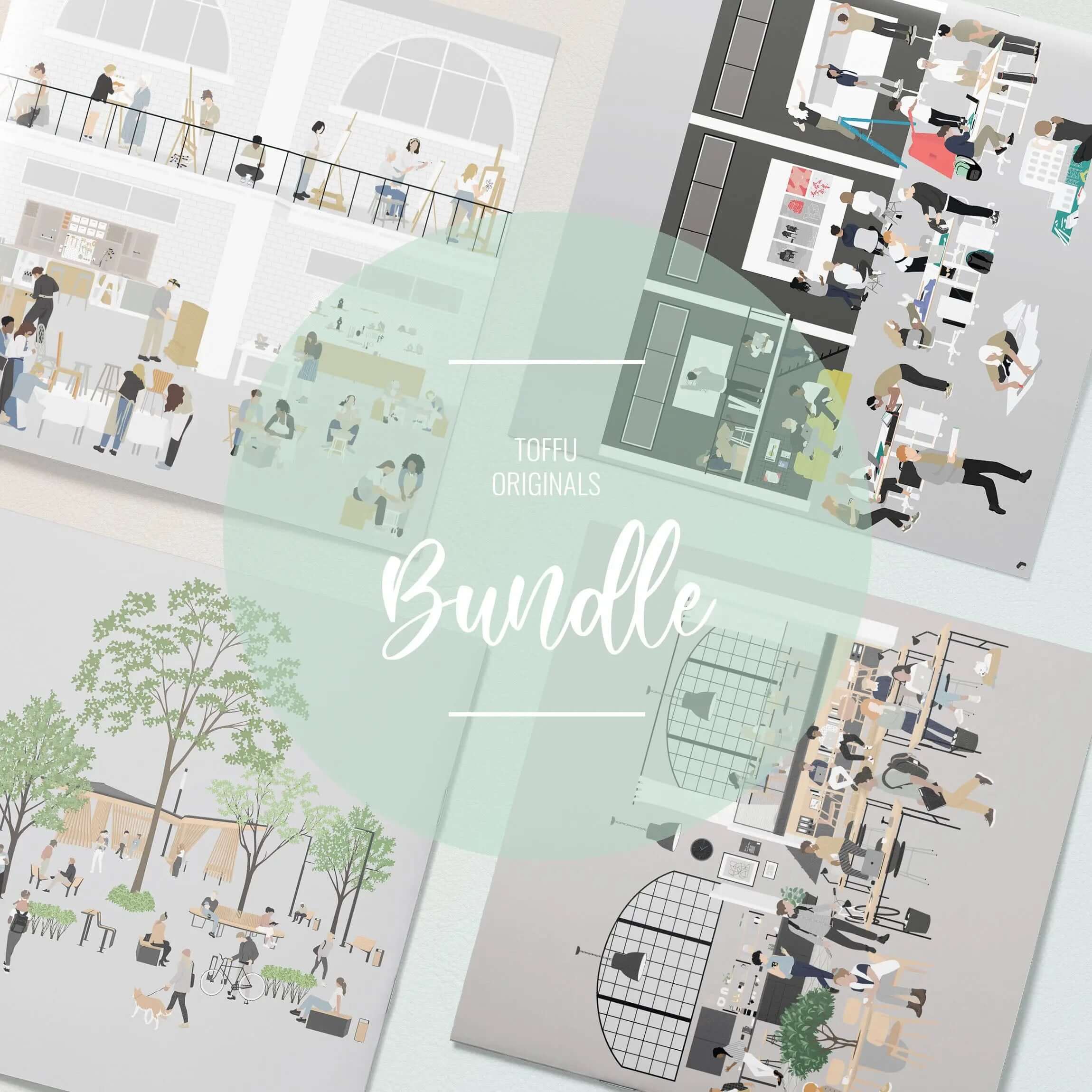Flat Vector Zones Mega Bundle Digital Artwork drawings | Toffu Co