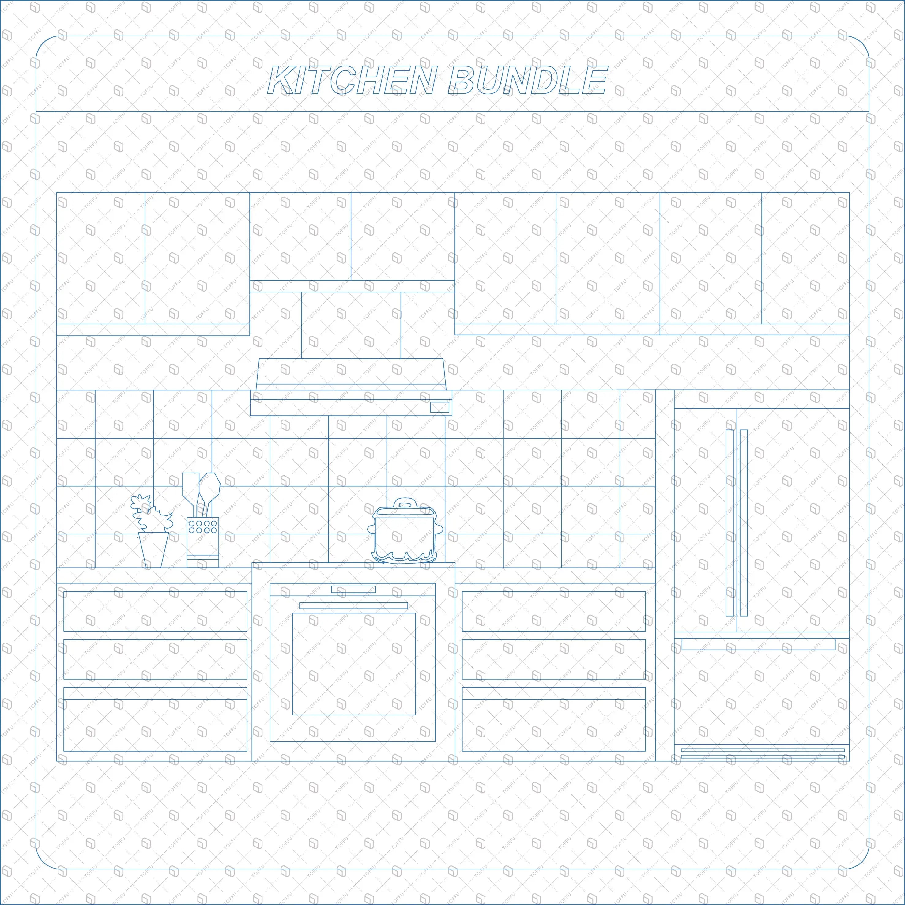 Flat Vector Kitchen Furniture Clutter and Plans - Toffu Co