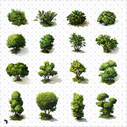 Axonometric Cad & Cutout Bush Silhouettes | Toffu Co