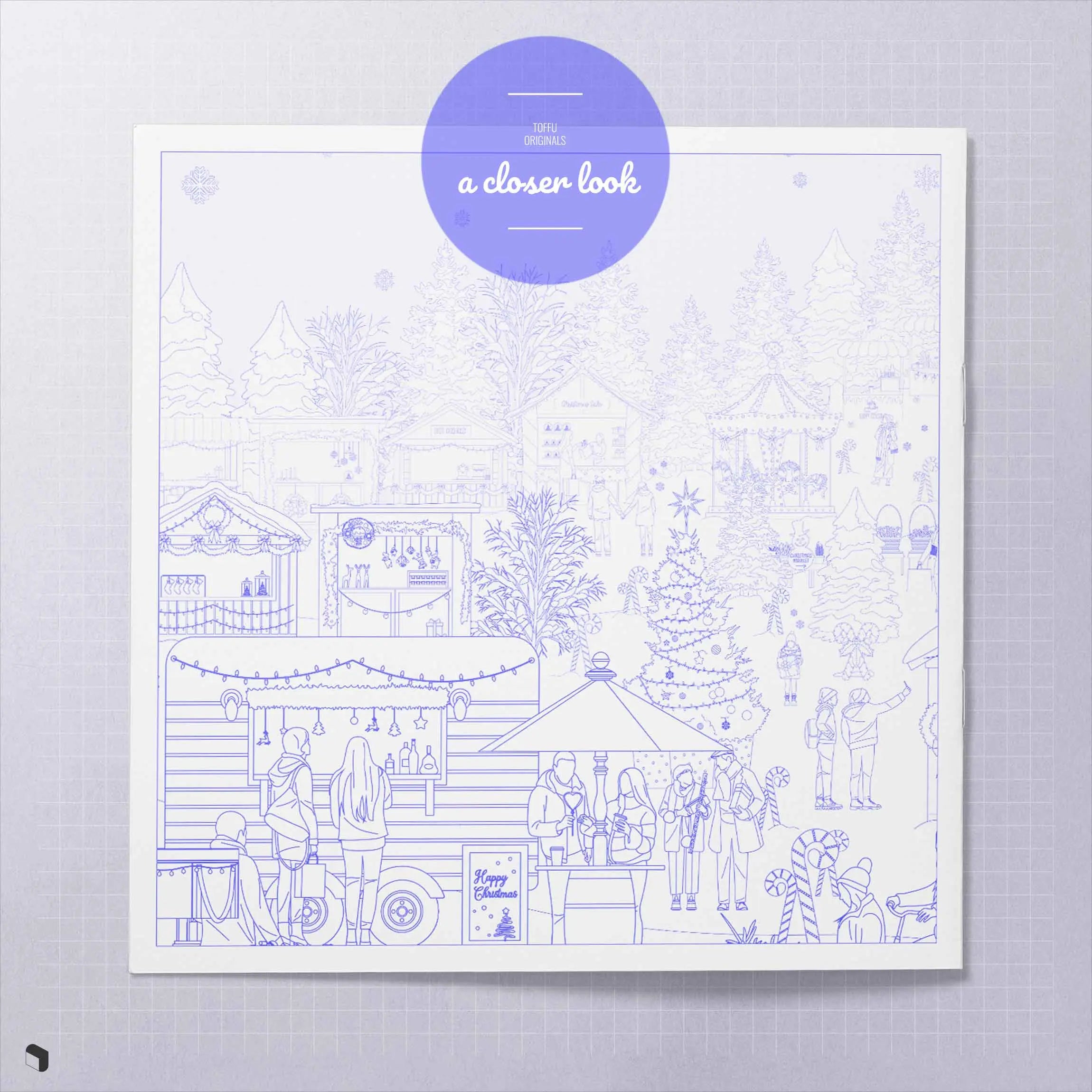 Cad Christmas Market Digital Artwork drawings | Toffu Co