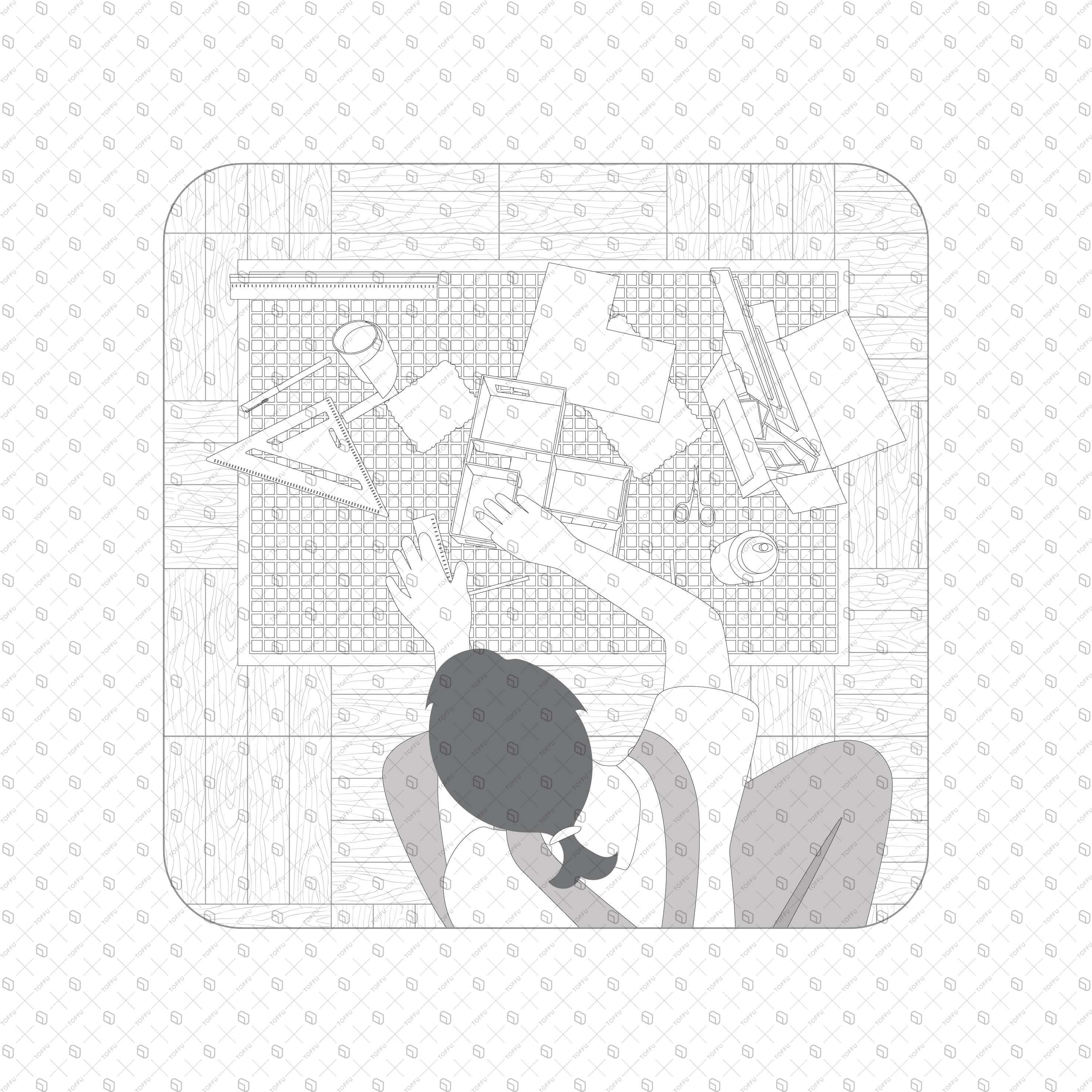 Flat Vector Designers' Desk Top View Desktop Wallpapers drawings | Toffu Co