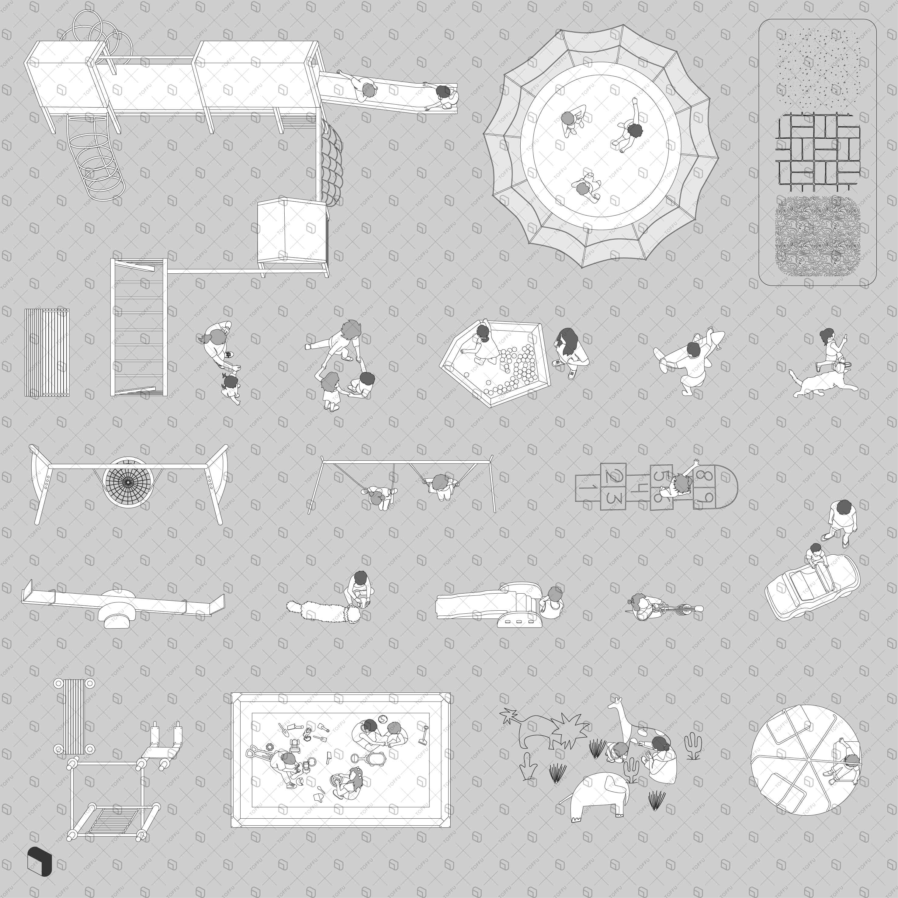 Flat Vector Playground Top View Digital Artwork drawings | Toffu Co