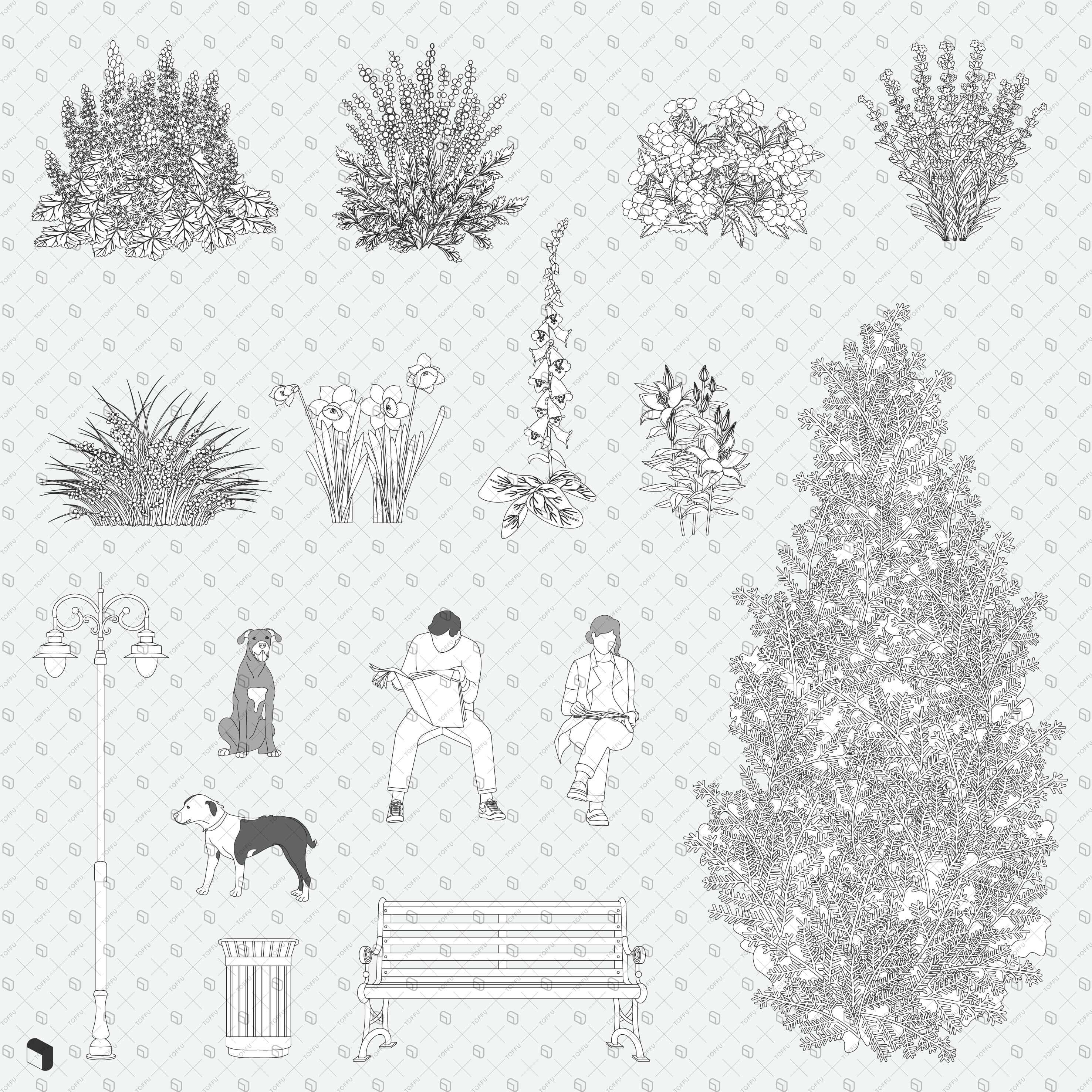 Flat Vector Nook Garden Digital Artwork drawings | Toffu Co