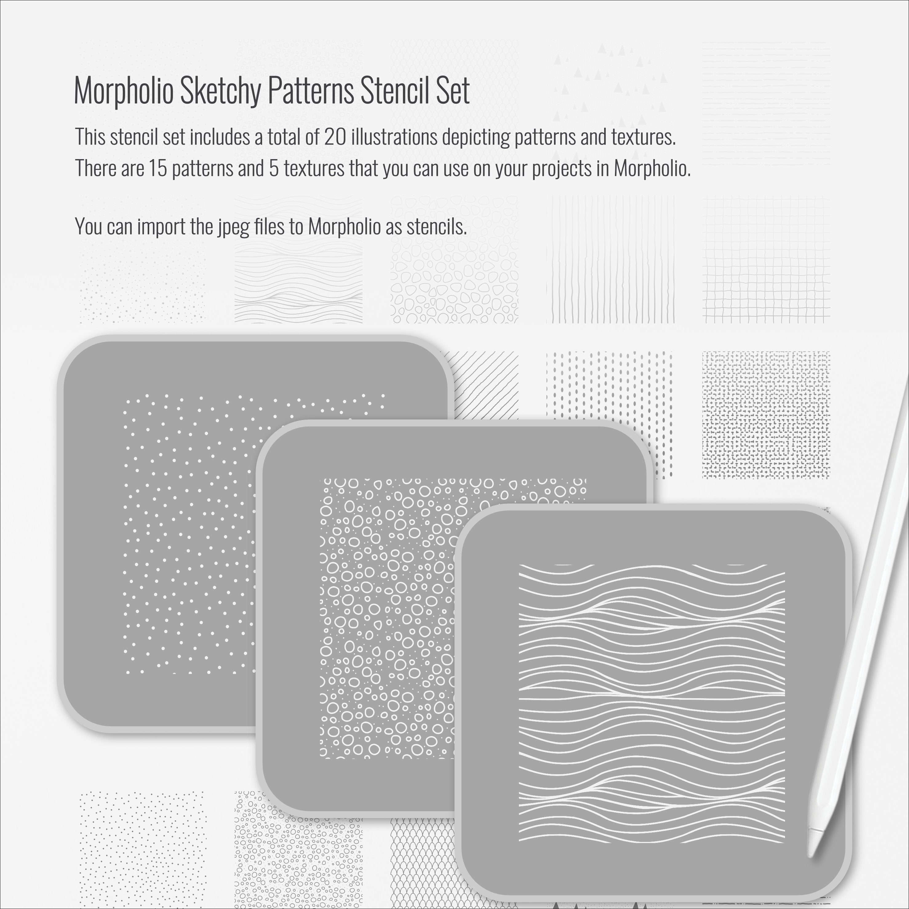 Morpholio Sketchy Patterns Stencil Set PNG - Toffu Co