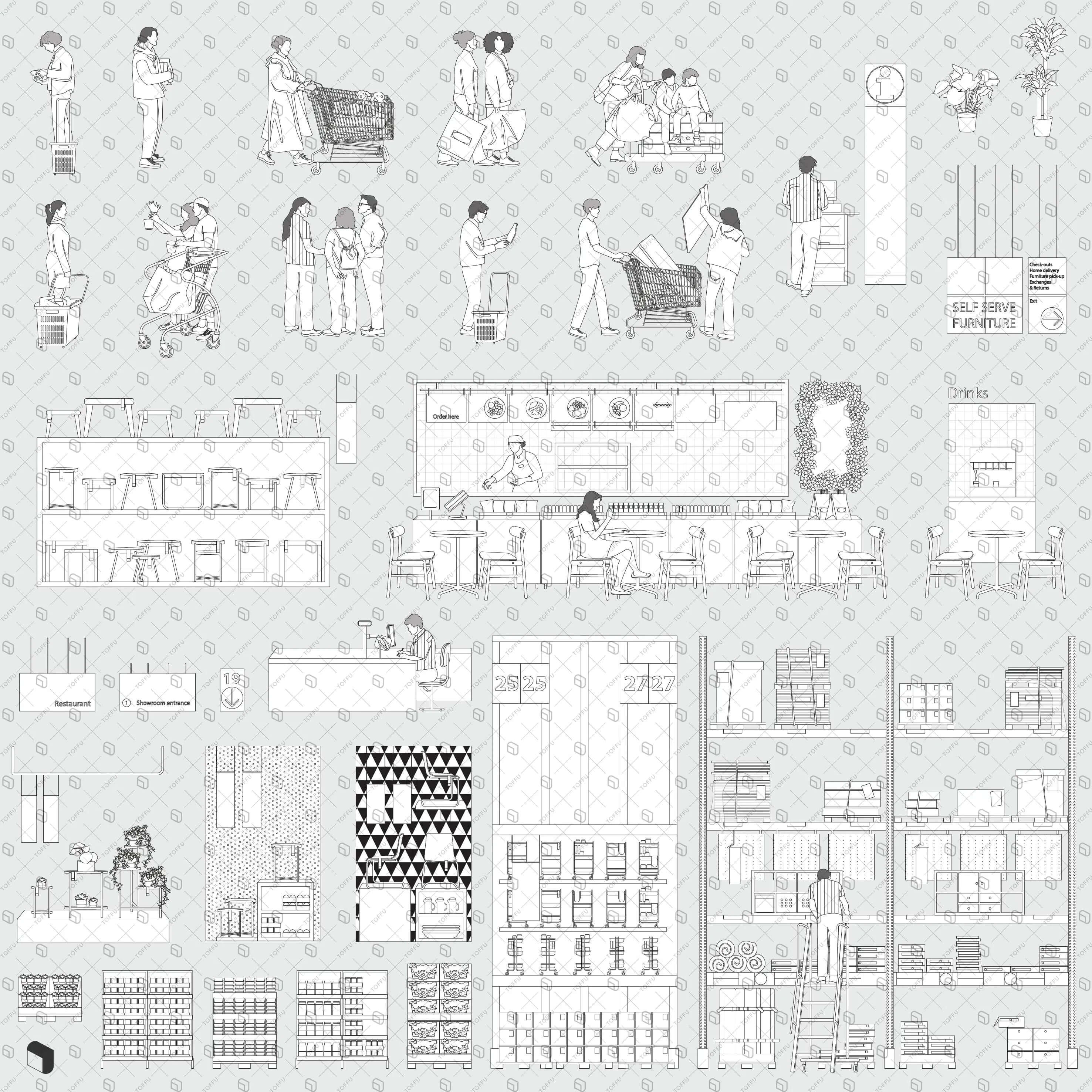 Flat Vector Ikea Section Digital Artwork drawings | Toffu Co
