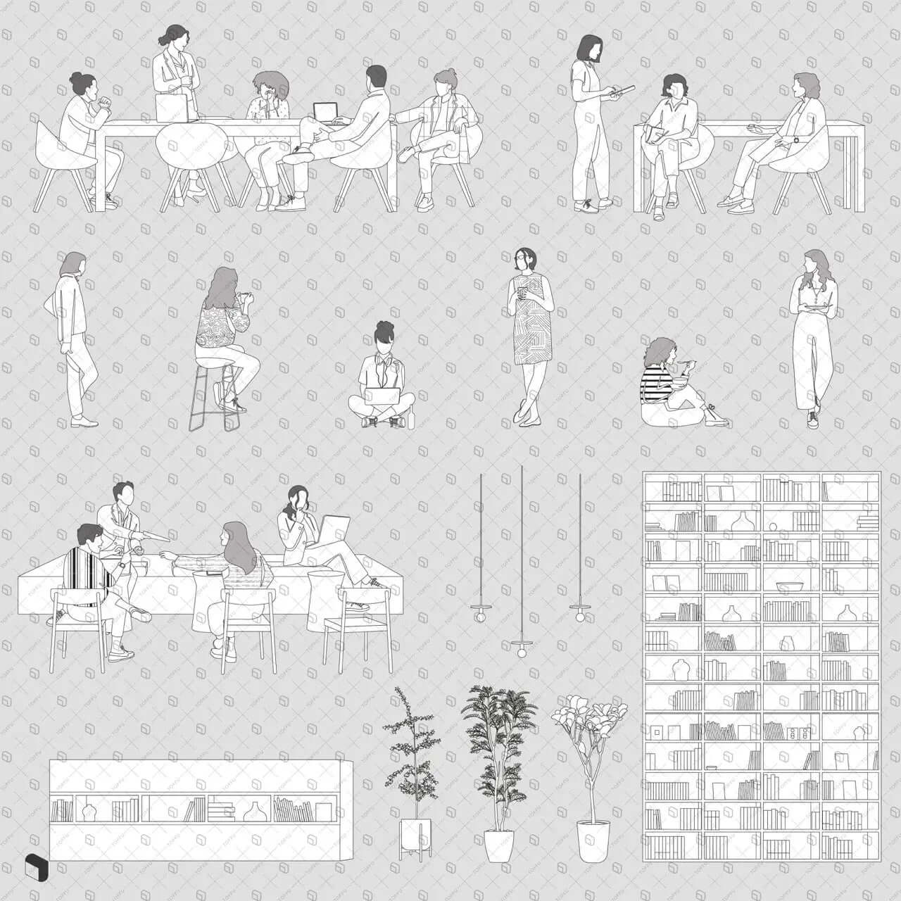 Flat Vector Office Lounge Zone Digital Artwork drawings | Toffu Co