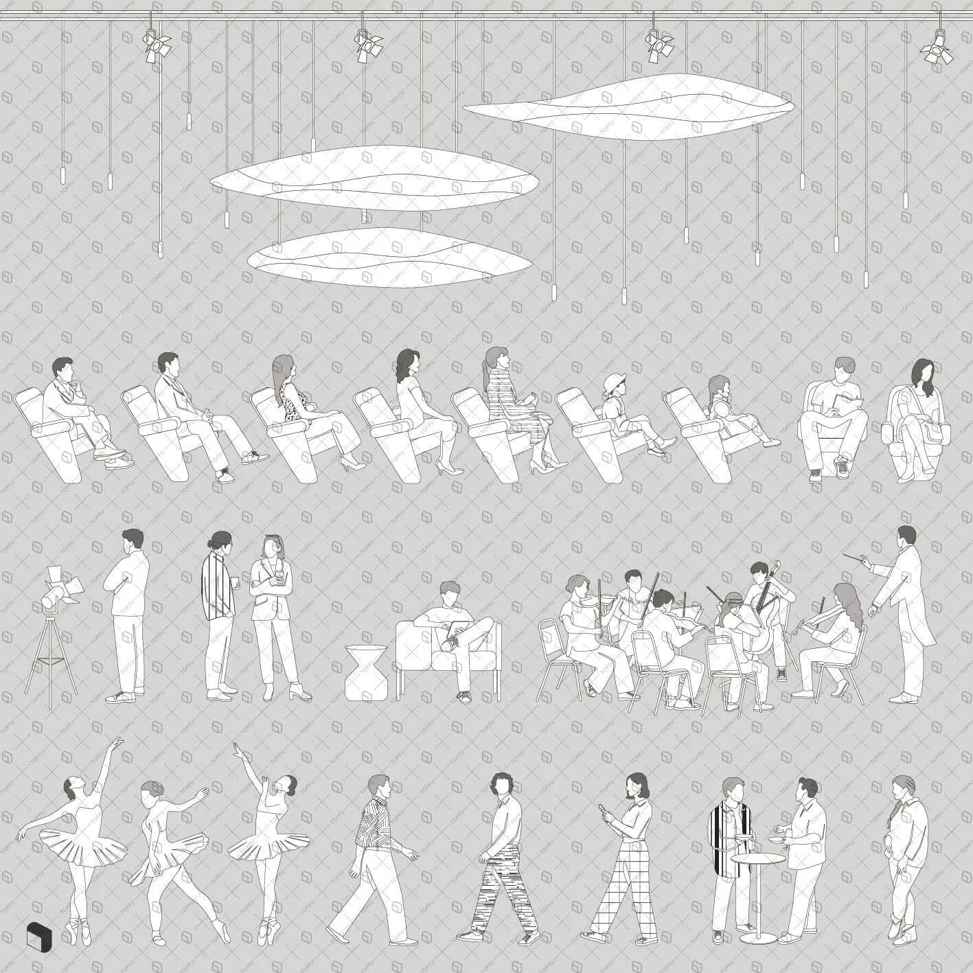 Flat Vector Performance Hall Zone Digital Artwork drawings | Toffu Co