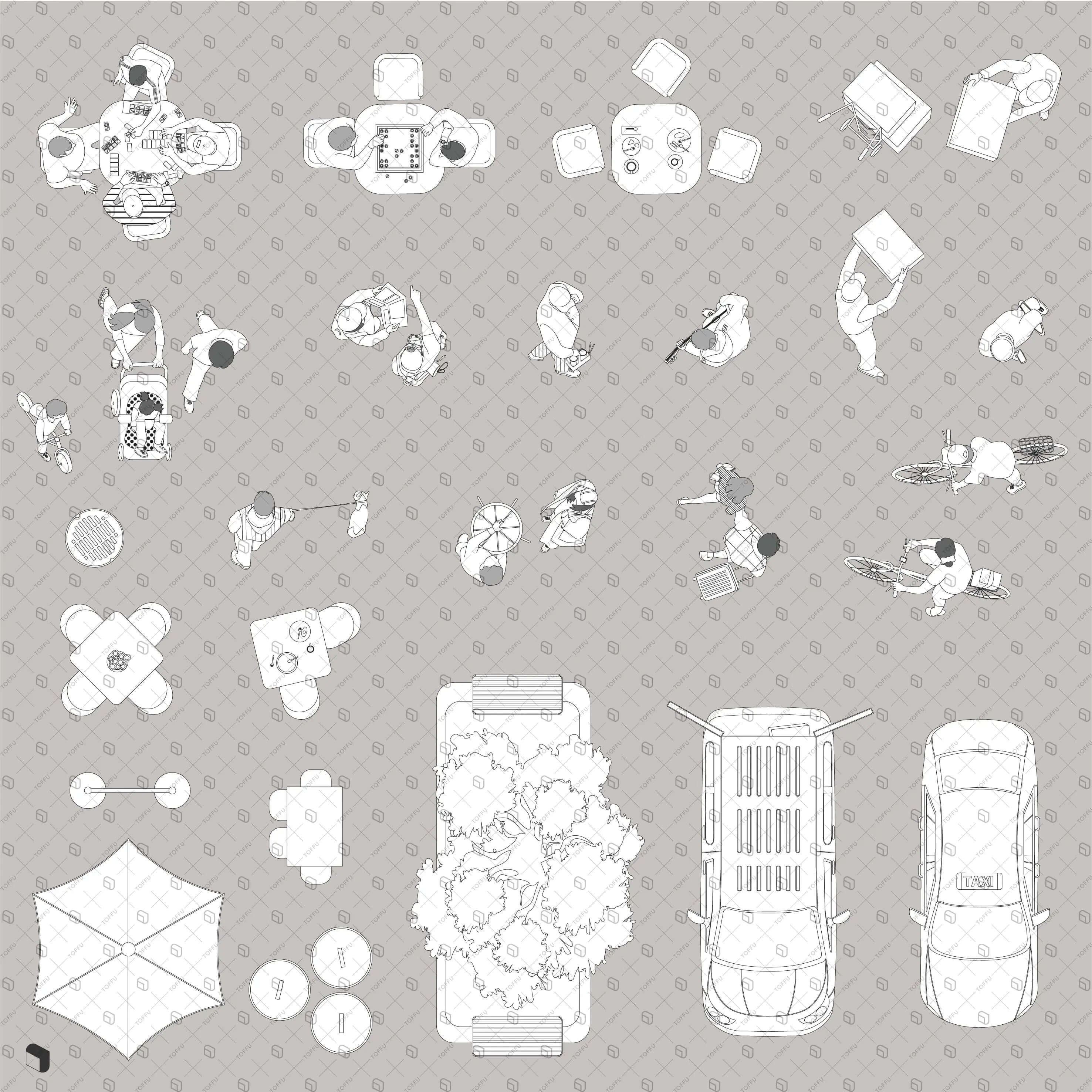 Flat Vector Street Top View Digital Artwork drawings | Toffu Co