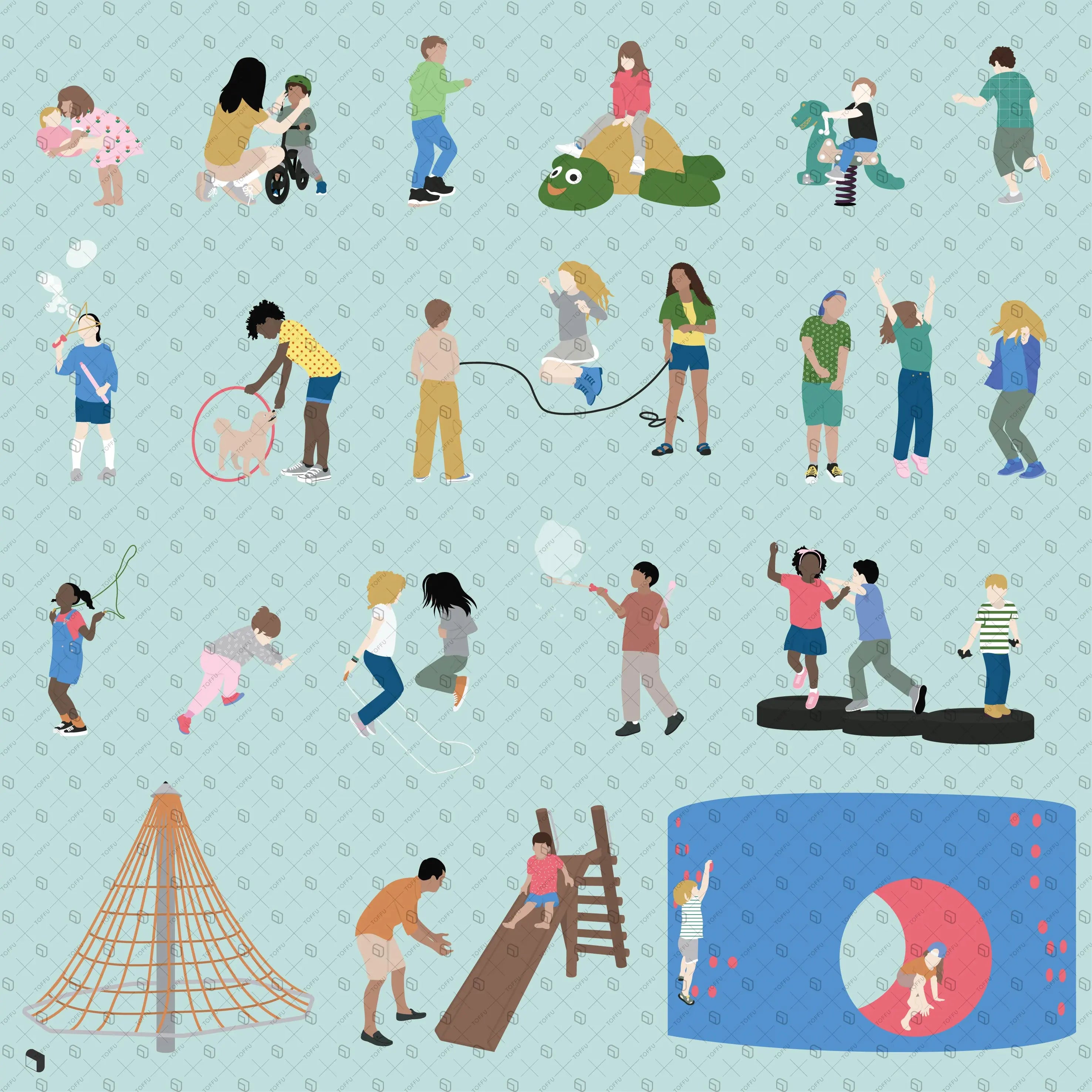 Flat Vector Playground Zone Digital Artwork drawings | Toffu Co