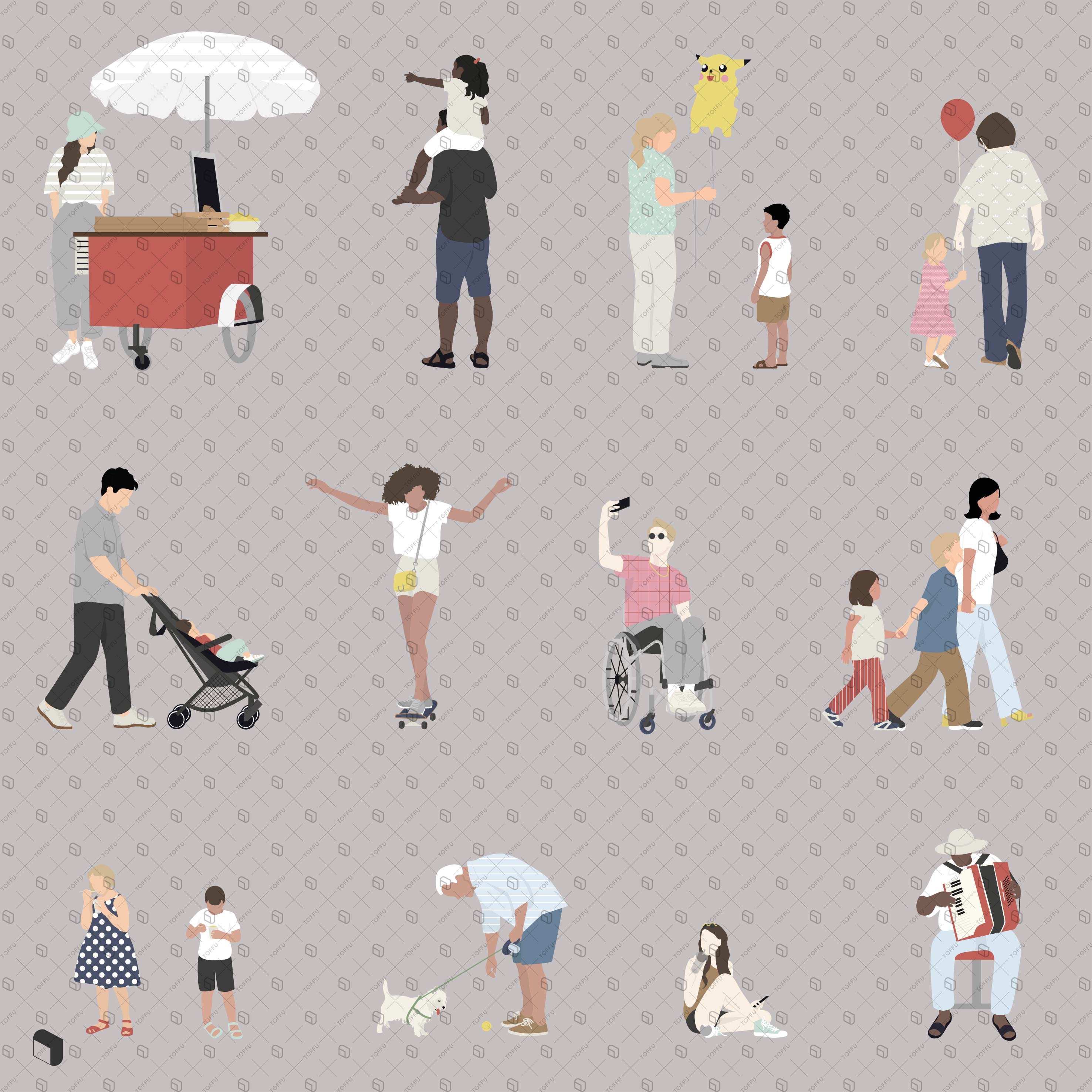 Flat Vector Public Space People 5 PNG - Toffu Co