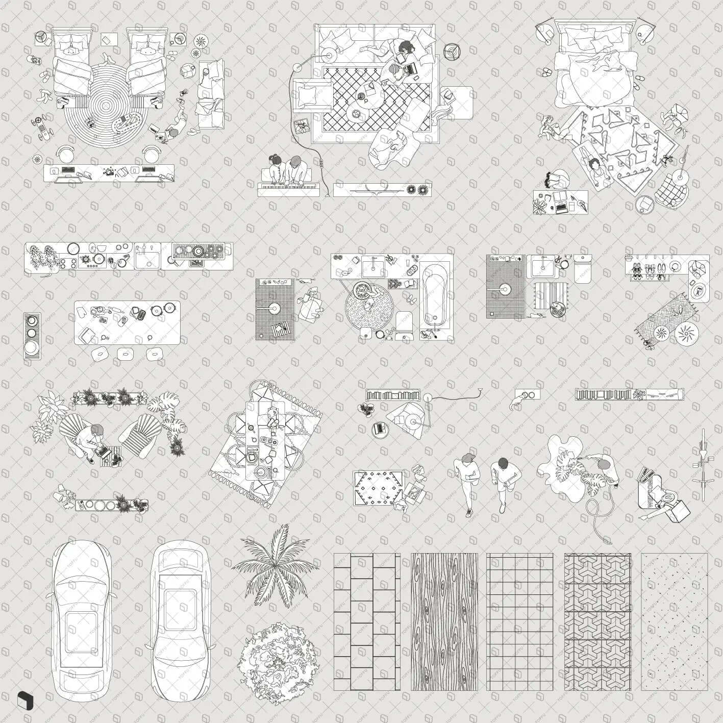 Flat Vector House Plan Top View Digital Artwork drawings | Toffu Co