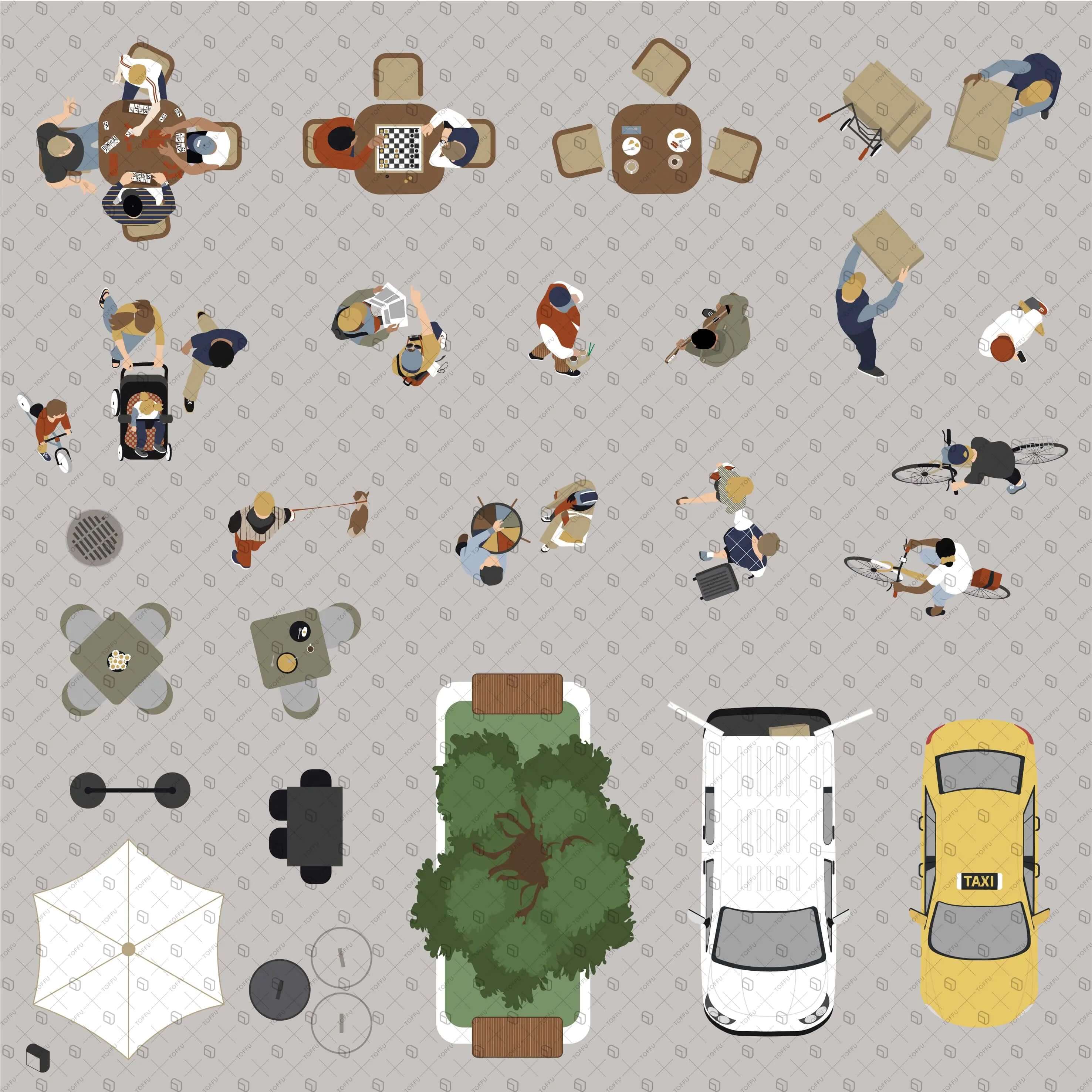 Flat Vector Street Top View Digital Artwork drawings | Toffu Co