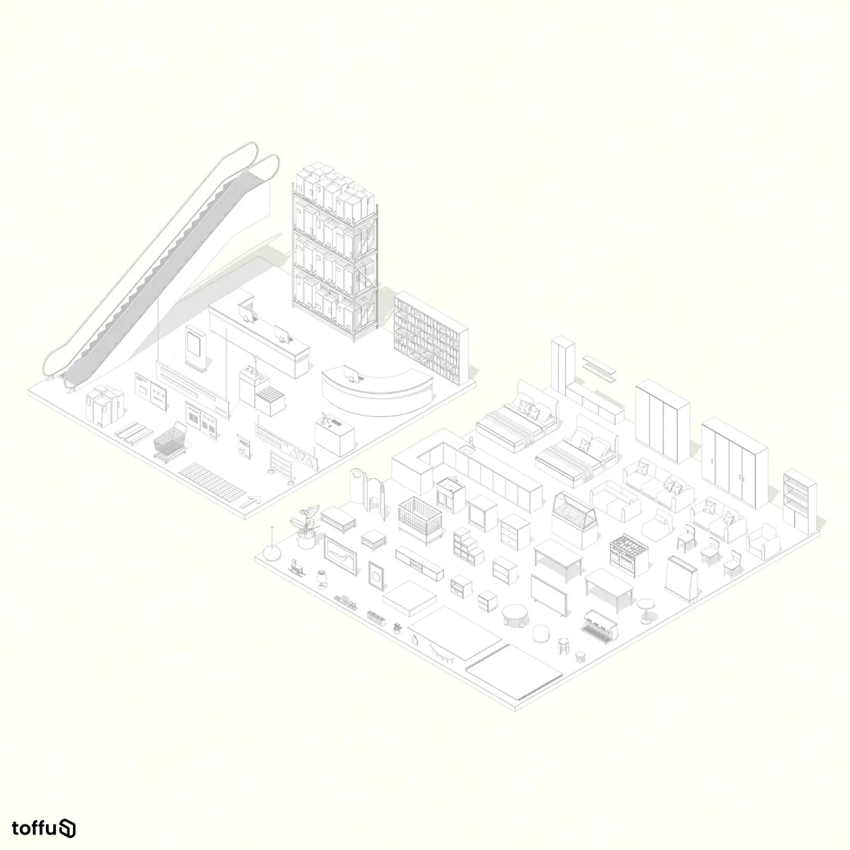 Furniture Store Revit 3D Model | BIM Asset | Toffu Co