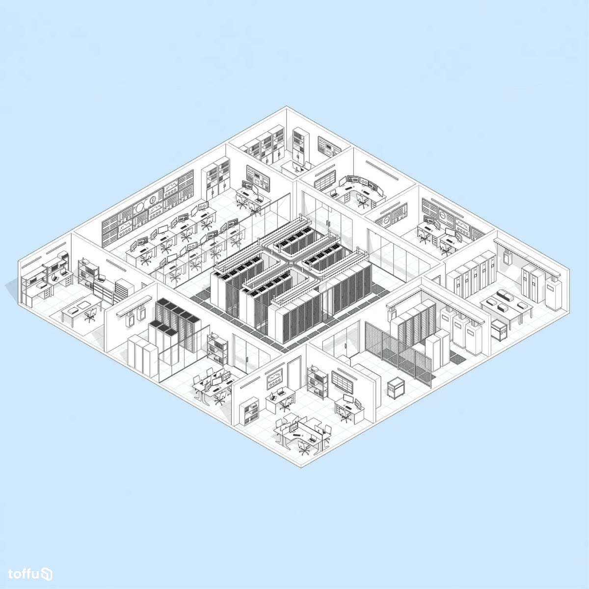 Data Center Revit 3D Model | BIM Asset | Toffu Co