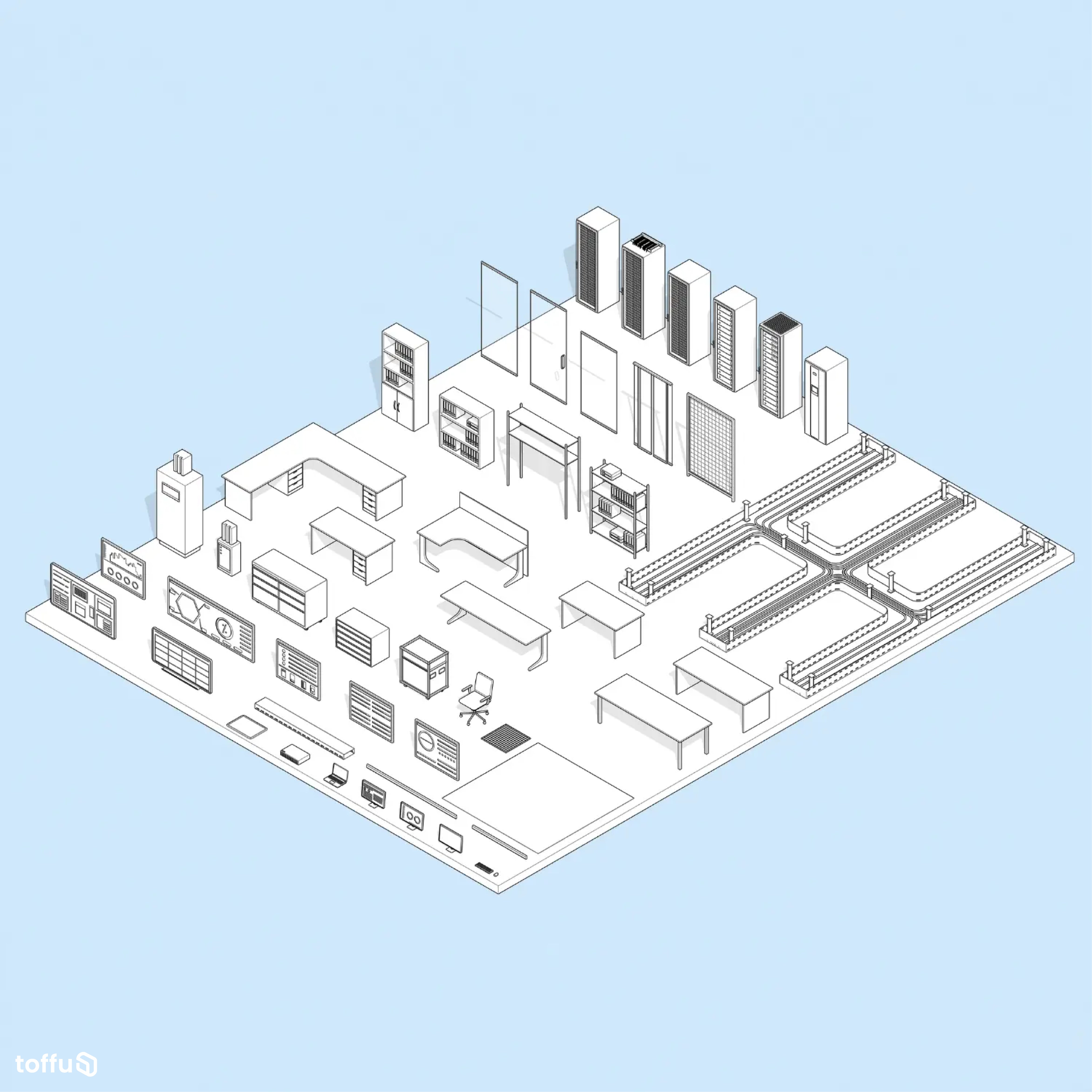 Data Center Revit 3D Model | BIM Asset | Toffu Co