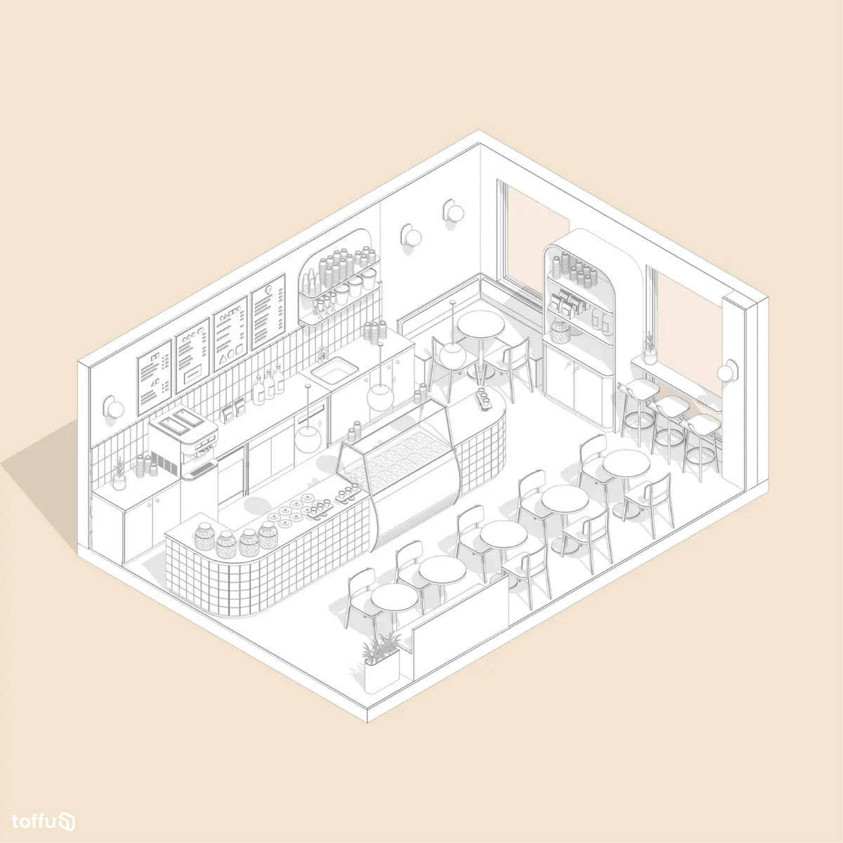 Ice Cream Bar Revit 3D Model | BIM Asset | Toffu Co