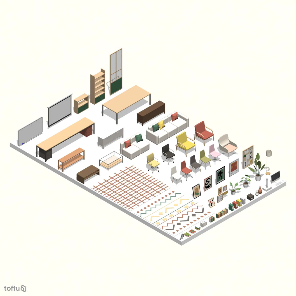 Maximalist Office Revit 3D Model | BIM Asset | Toffu Co
