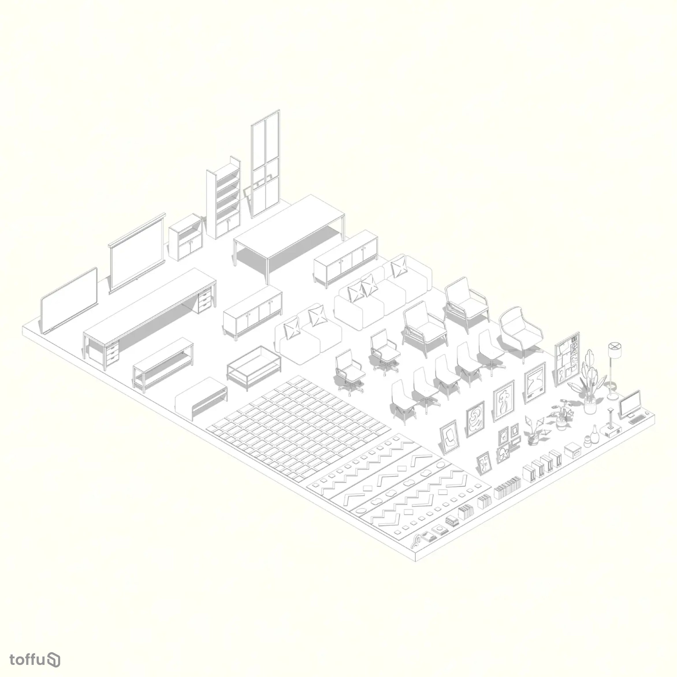 Maximalist Office Revit 3D Model | BIM Asset | Toffu Co