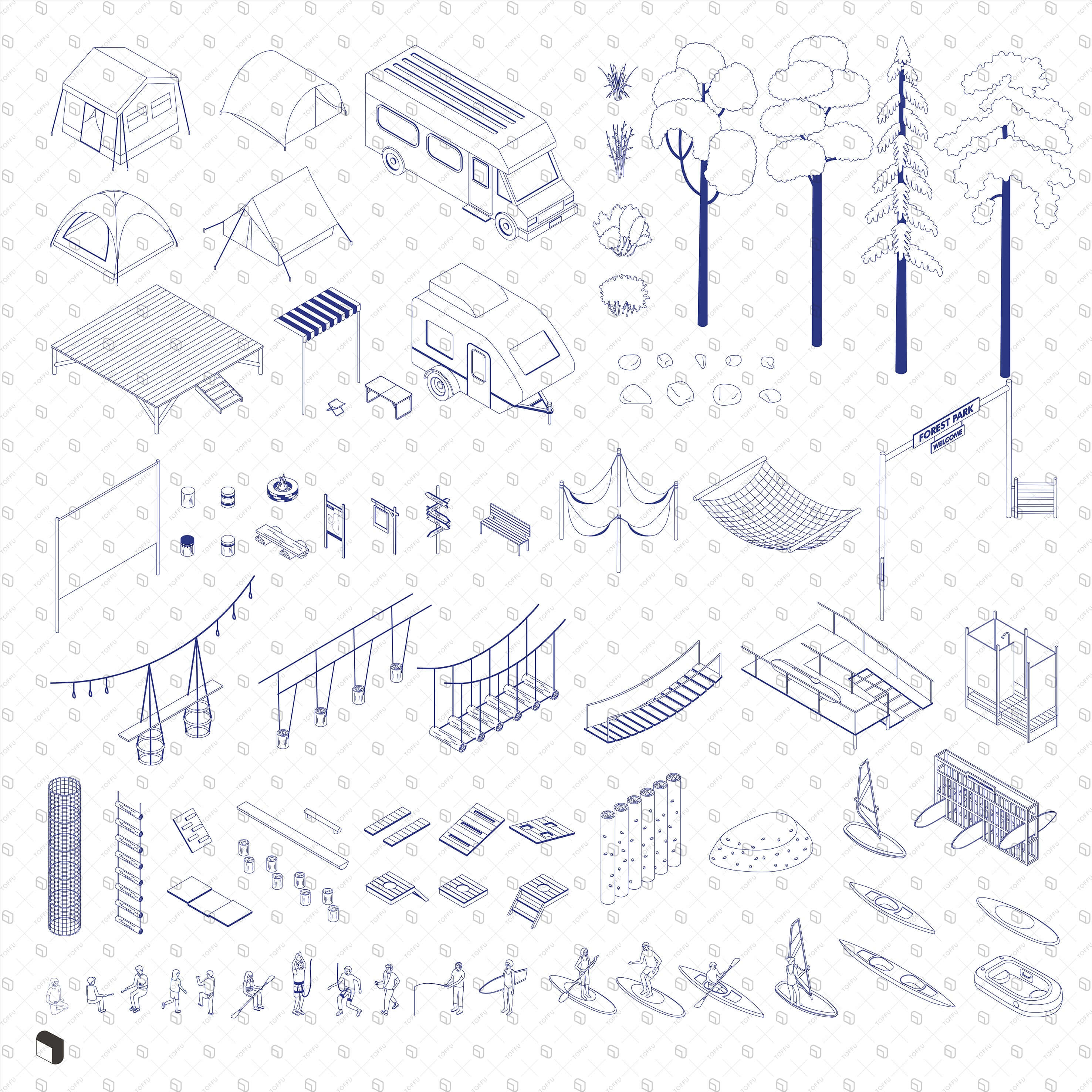 Axonometric Cad Activity Park Digital Artwork drawings | Toffu Co