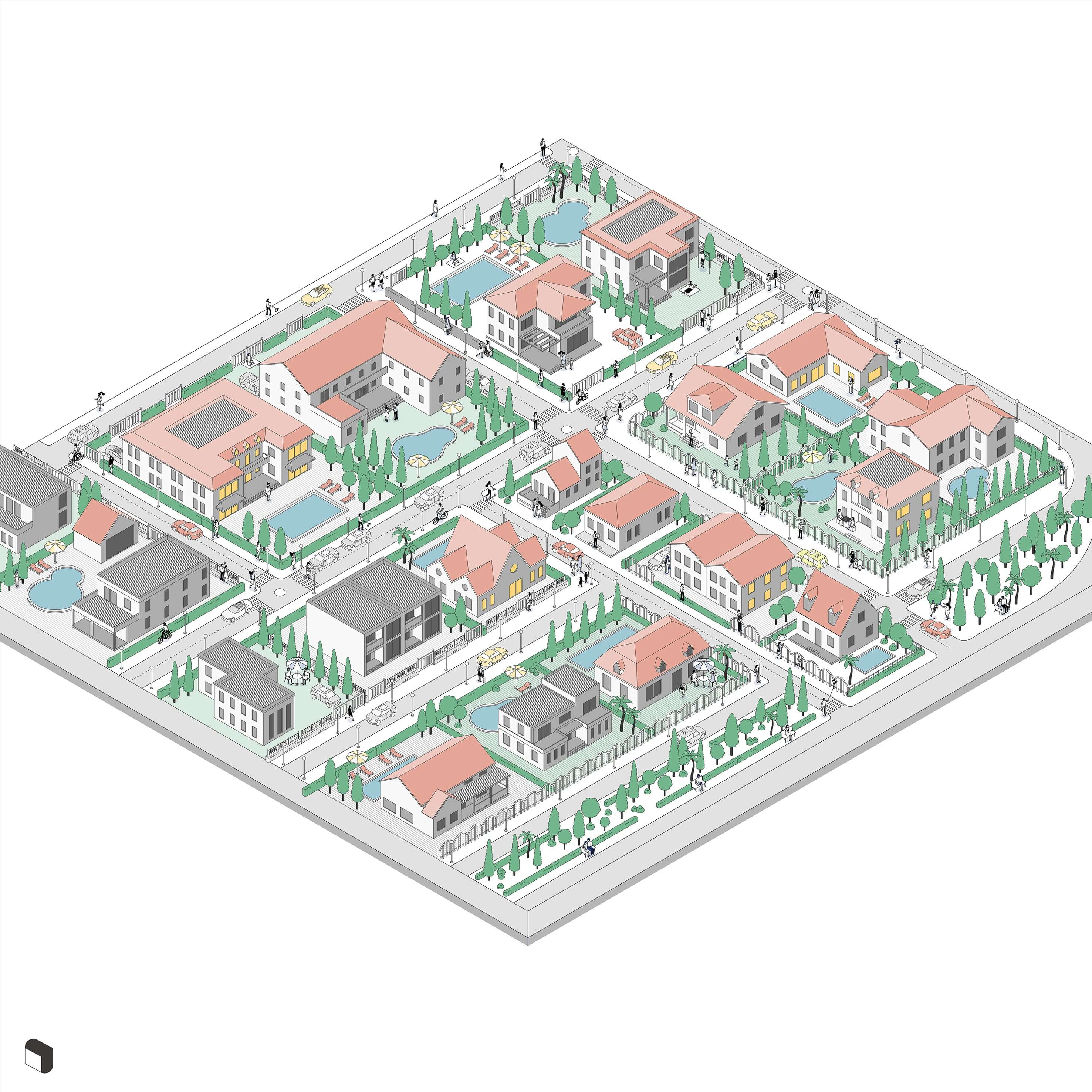 Axonometric Cad Houses Digital Artwork drawings | Toffu Co