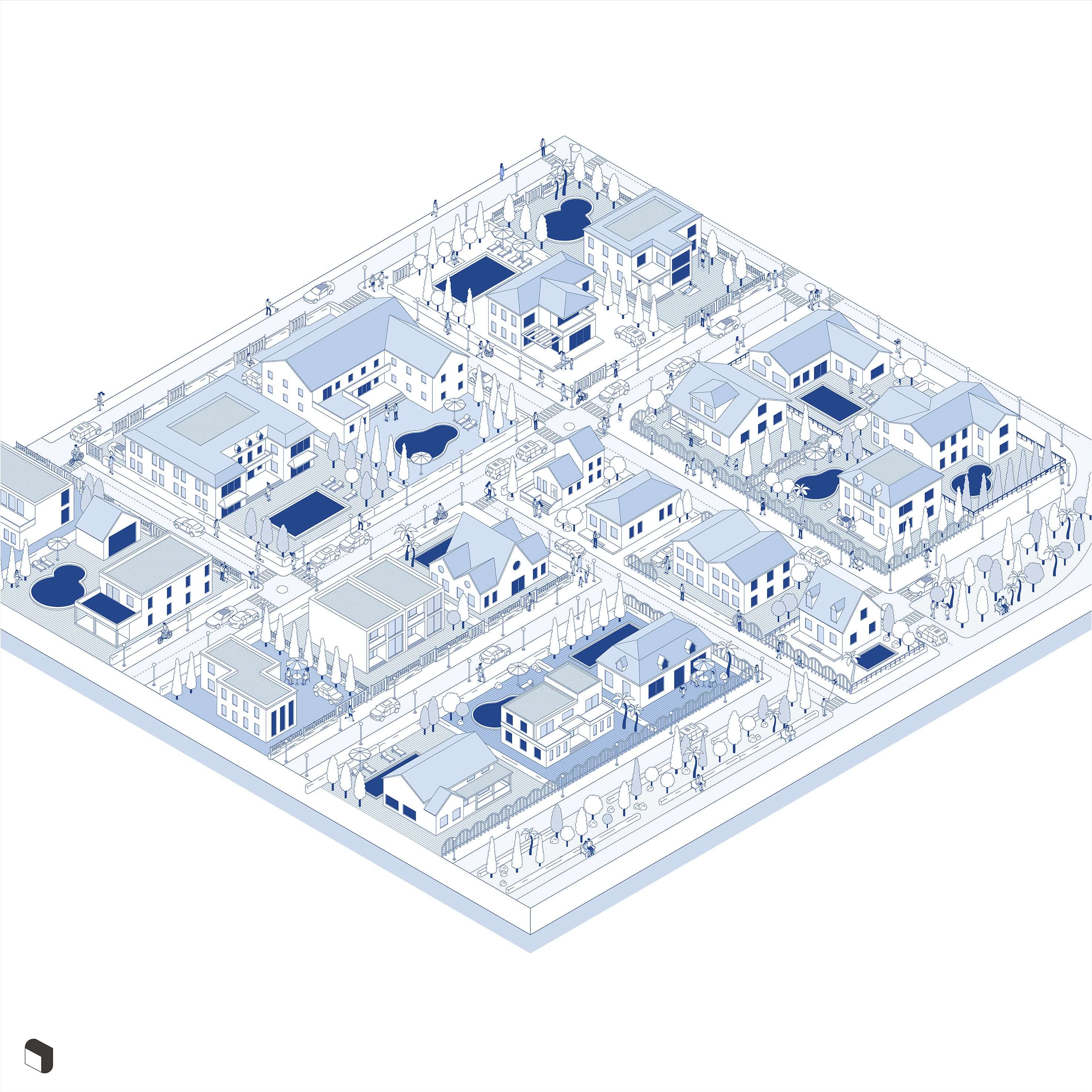 Axonometric Cad Houses Digital Artwork drawings | Toffu Co
