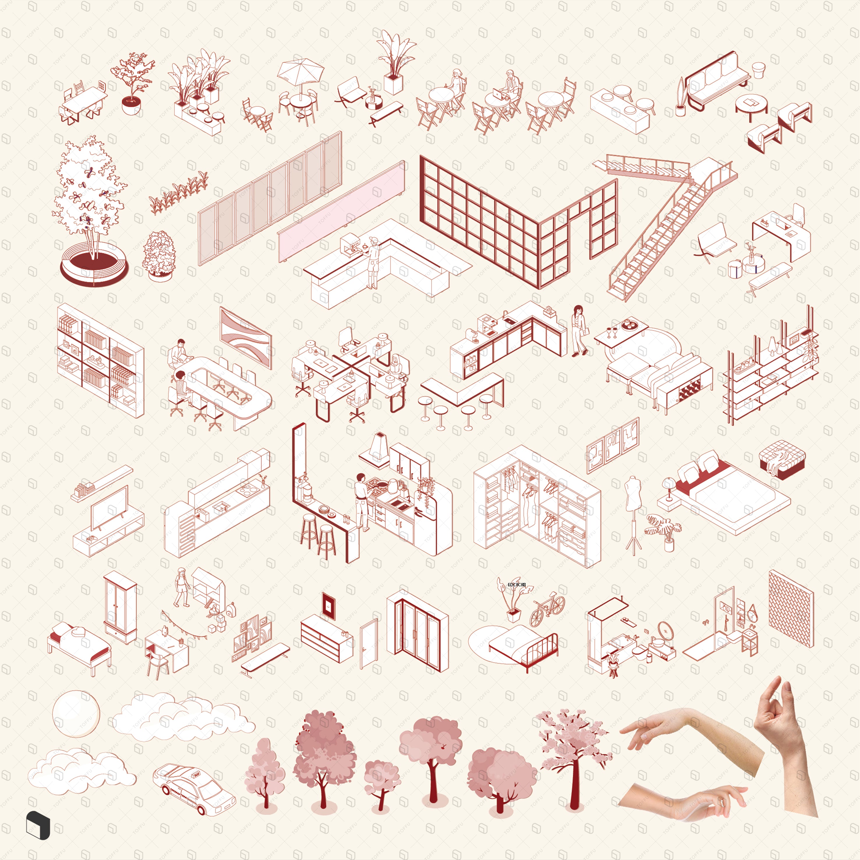 Axonometric Exploded Animation Creative Content Bundle PNG - Toffu Co