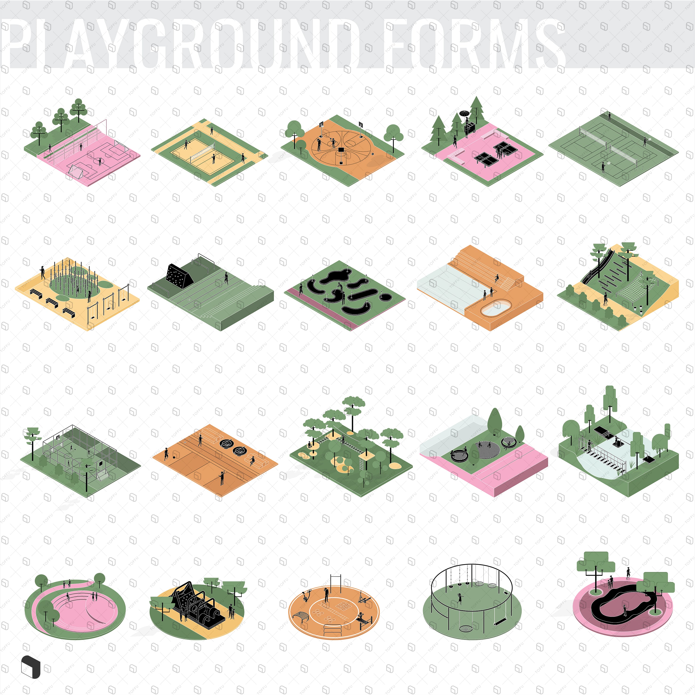 Axonometric Diagram Playground Forms PNG - Toffu Co