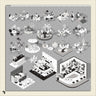 Axonometric Creator Coffee Shop Digital Artwork drawings | Toffu Co