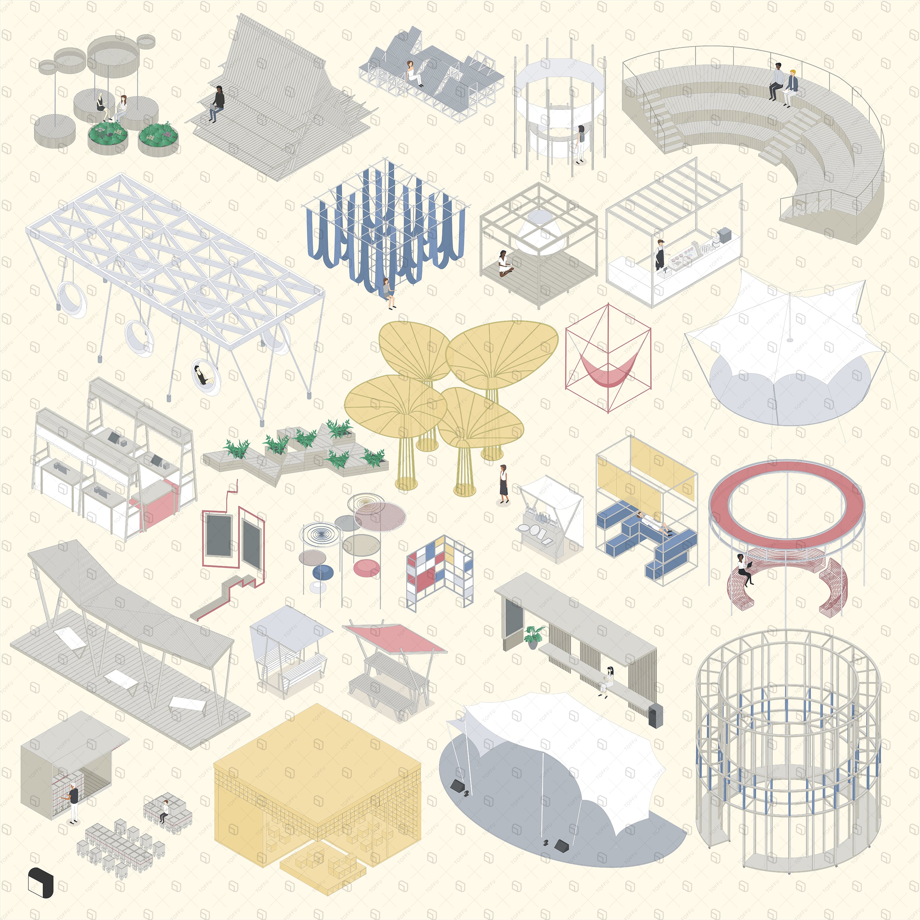 Axonometric Urban Structures PNG - Toffu Co
