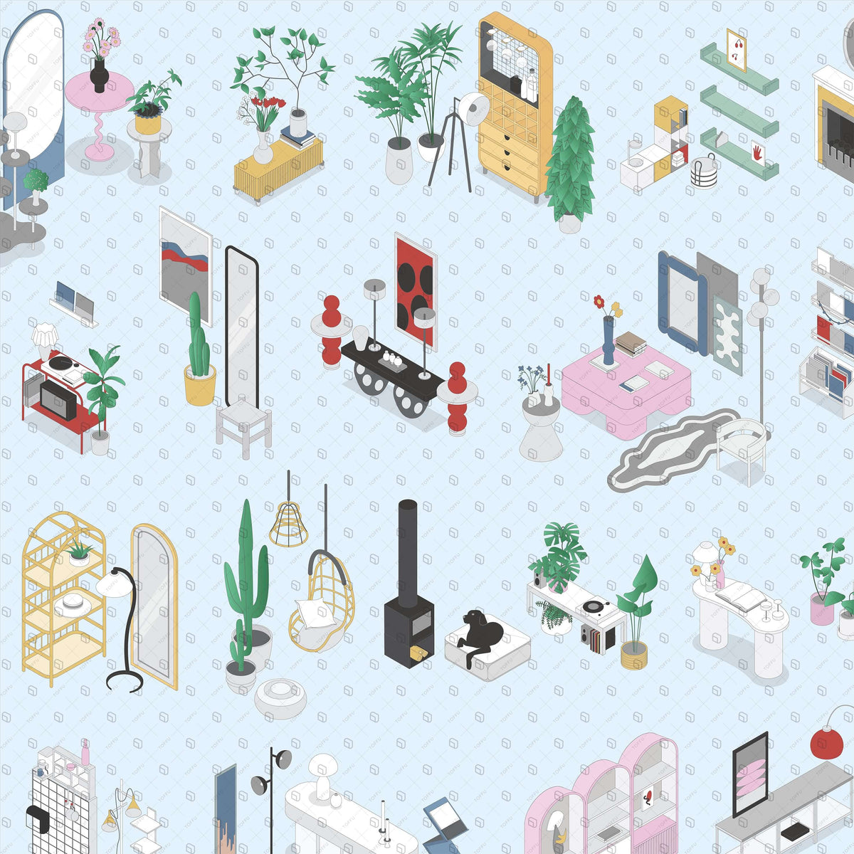Axonometric Interior Decorative Objects – Toffu Co