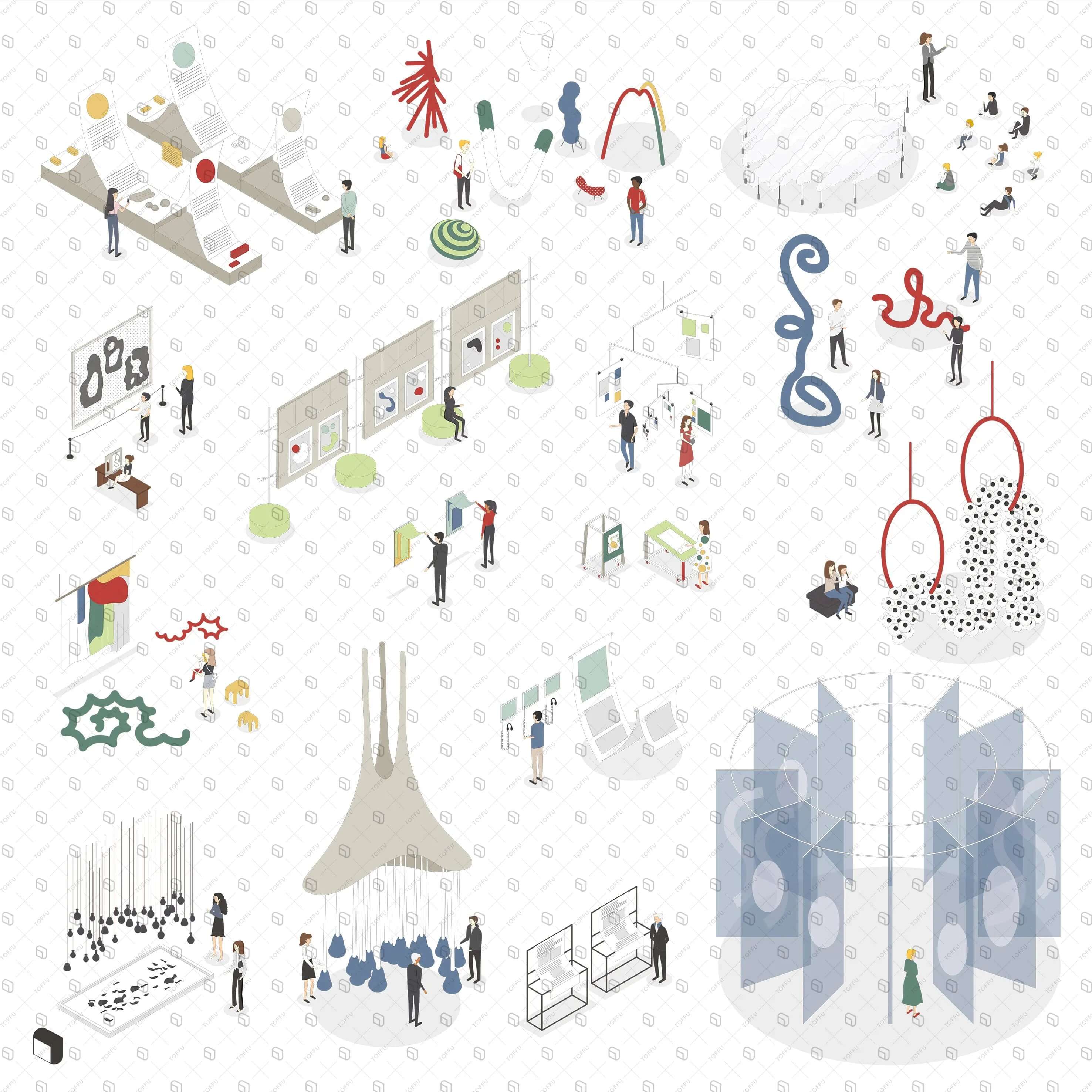 Axonometric Art Museum Digital Artwork drawings | Toffu Co