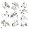 Axonometric Art Workshop Digital Artwork drawings | Toffu Co