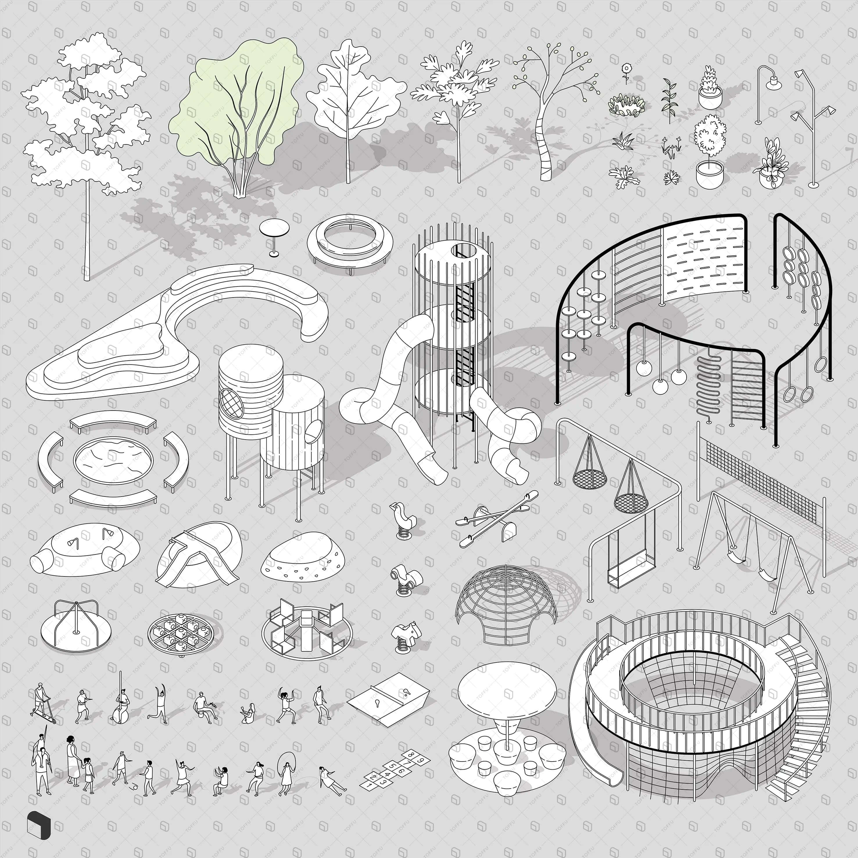 Axonometric Sketch Playground Uncategorized drawings | Toffu Co