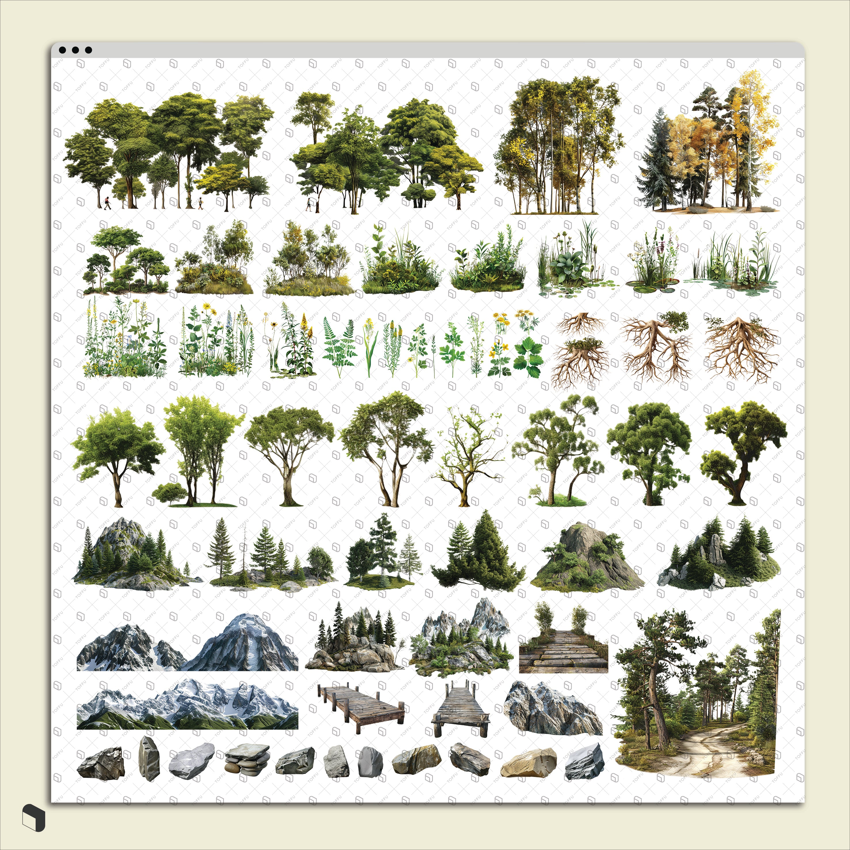 Cutout Artificial Forest Landscape PNG - Toffu Co