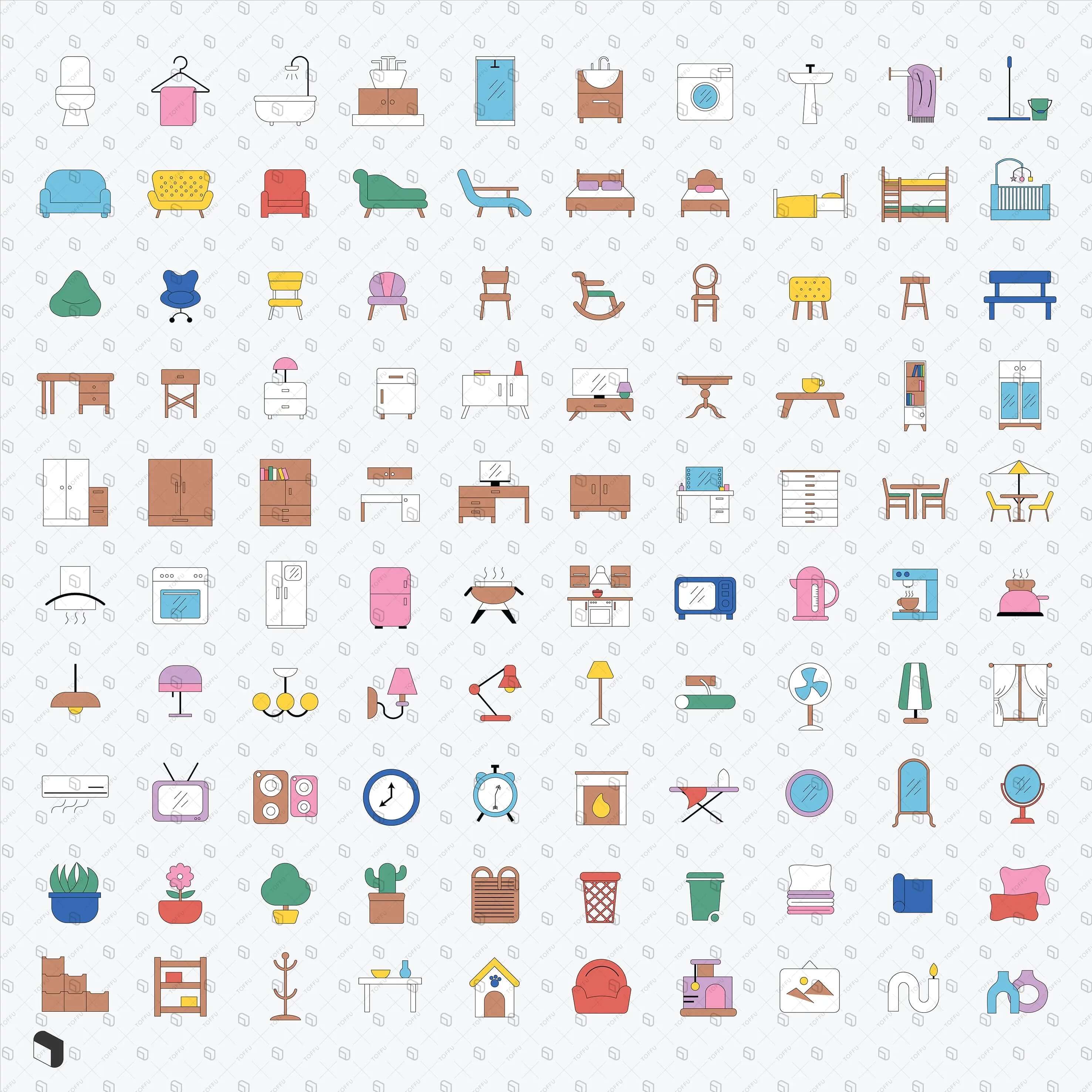 Cad Icon Basic Furniture Digital Artwork drawings | Toffu Co