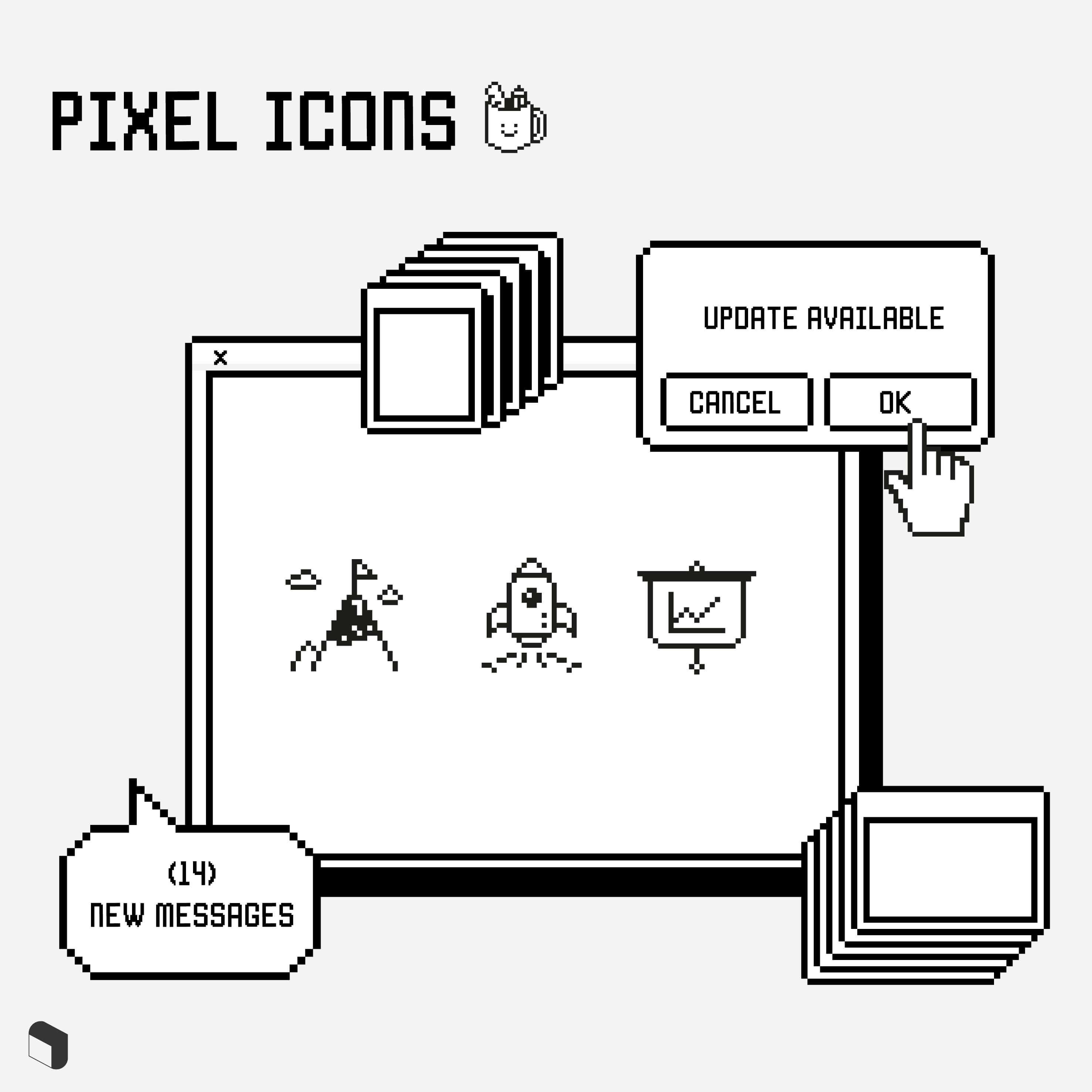 Flat Icon UI Pixels Digital Artwork drawings | Toffu Co