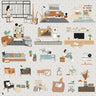 Flat Vector Living Room Furniture Digital Artwork drawings | Toffu Co