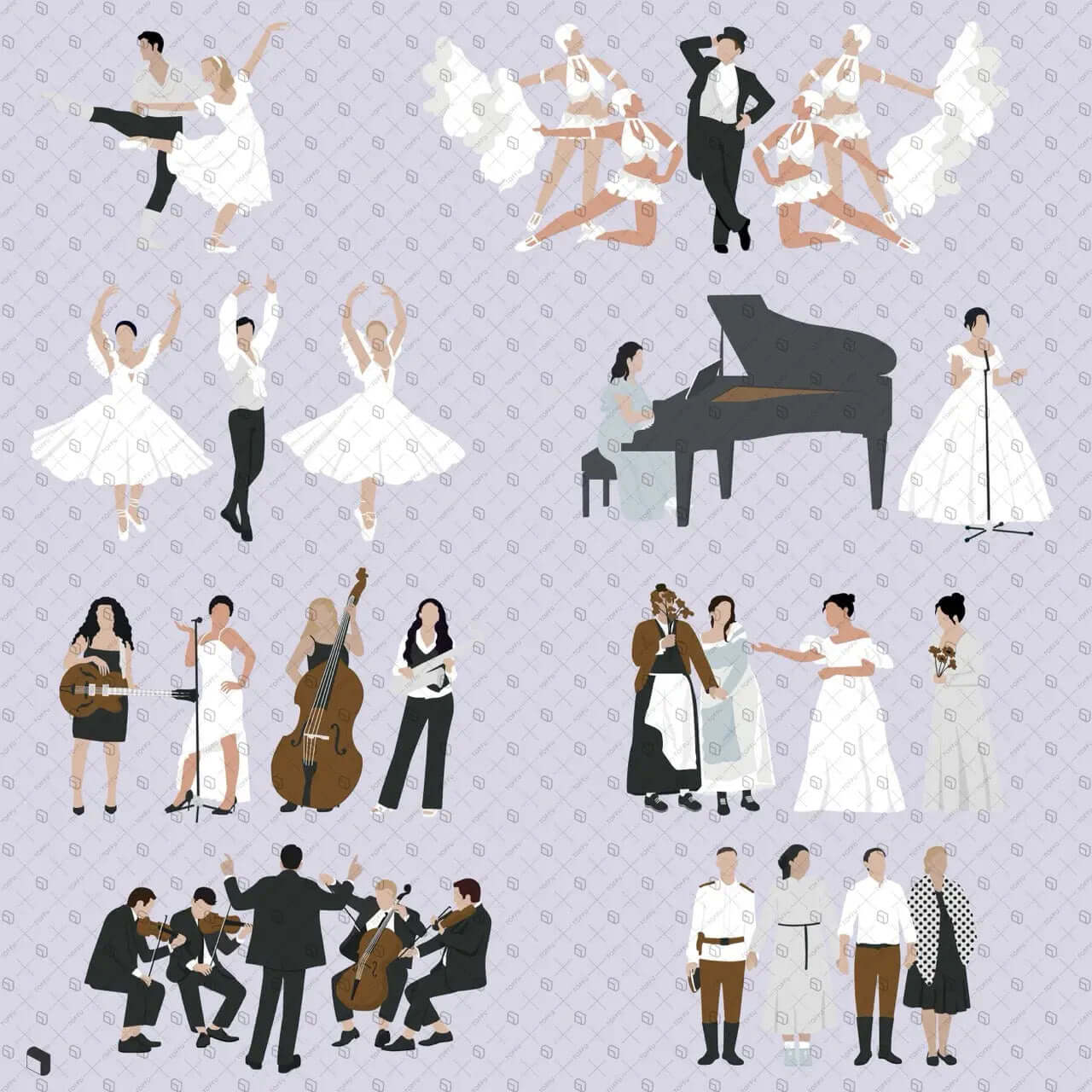 Flat Vector Auditorium People Digital Artwork drawings | Toffu Co